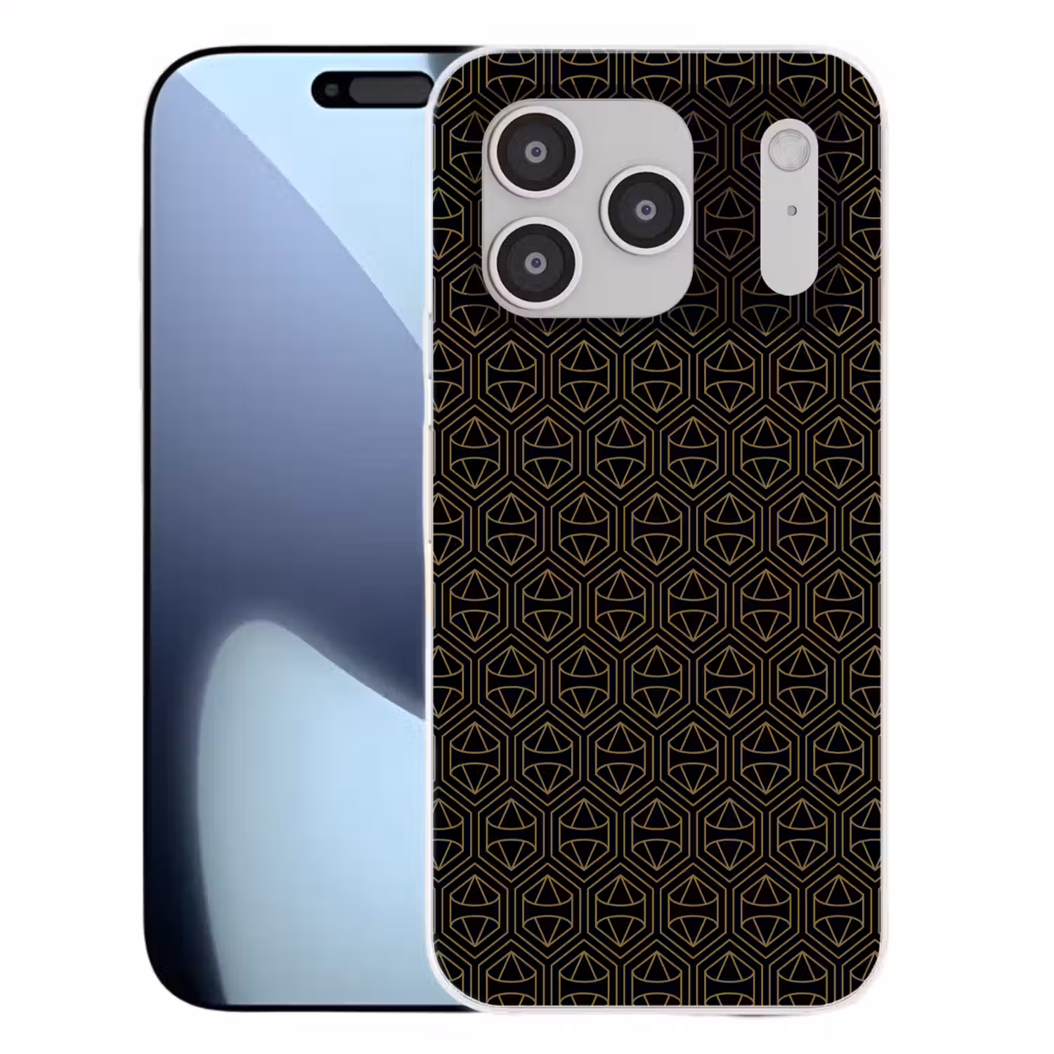Goud - Zwart - Diamant Telefoonhoesje iPhone 17 Pro klein 878 -3d