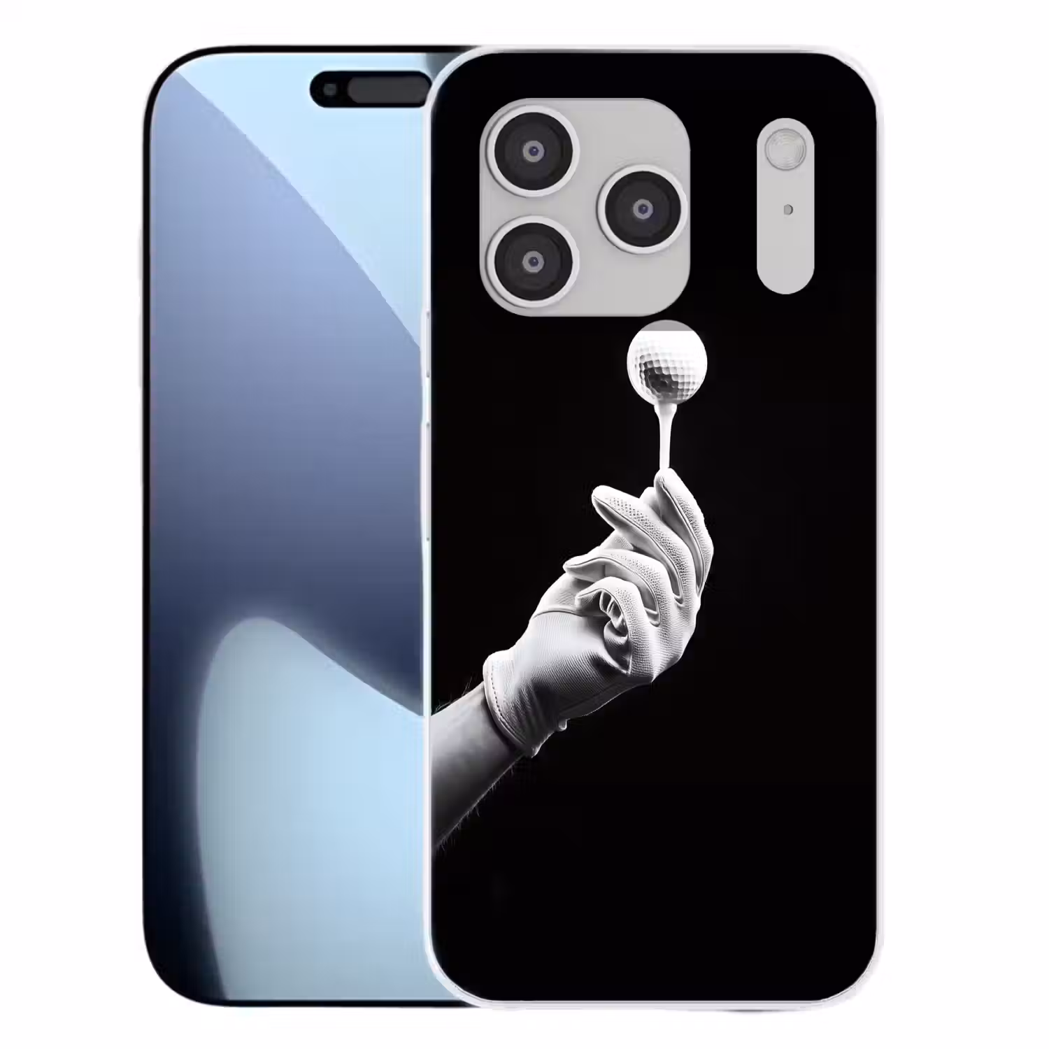 Golfbal - Zwart - Wit Telefoonhoesje iPhone 17 Pro klein -3d