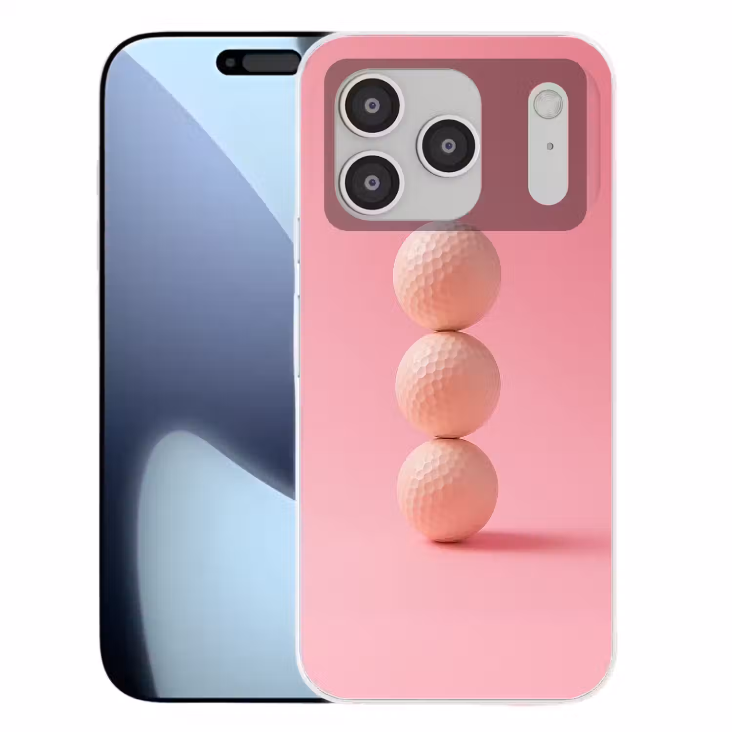 Golfballen - Roze - Drie Telefoonhoesje iPhone 17 Pro klein -3d