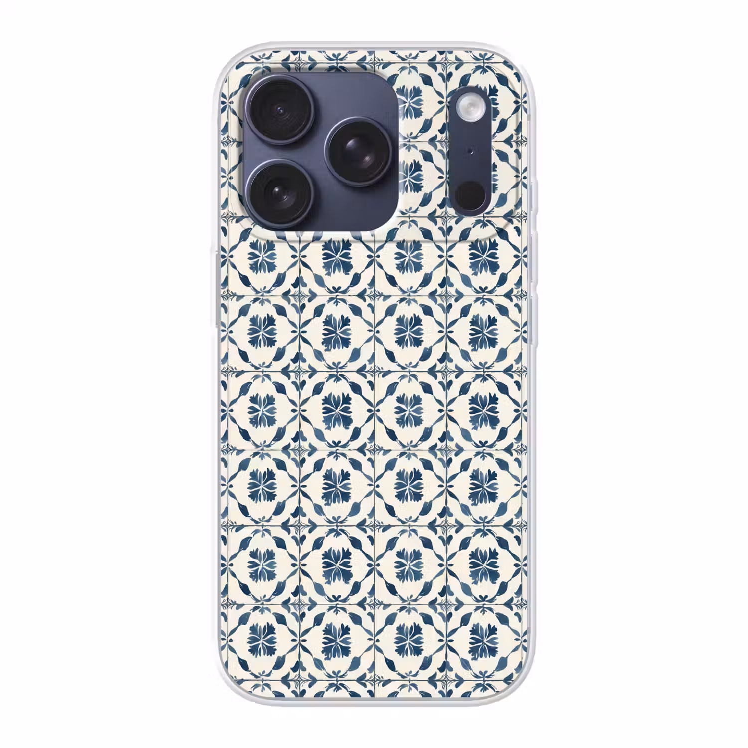 Grafisch - Tegel - Blauw Telefoonhoesje iPhone 17 Pro klein 878 -3d