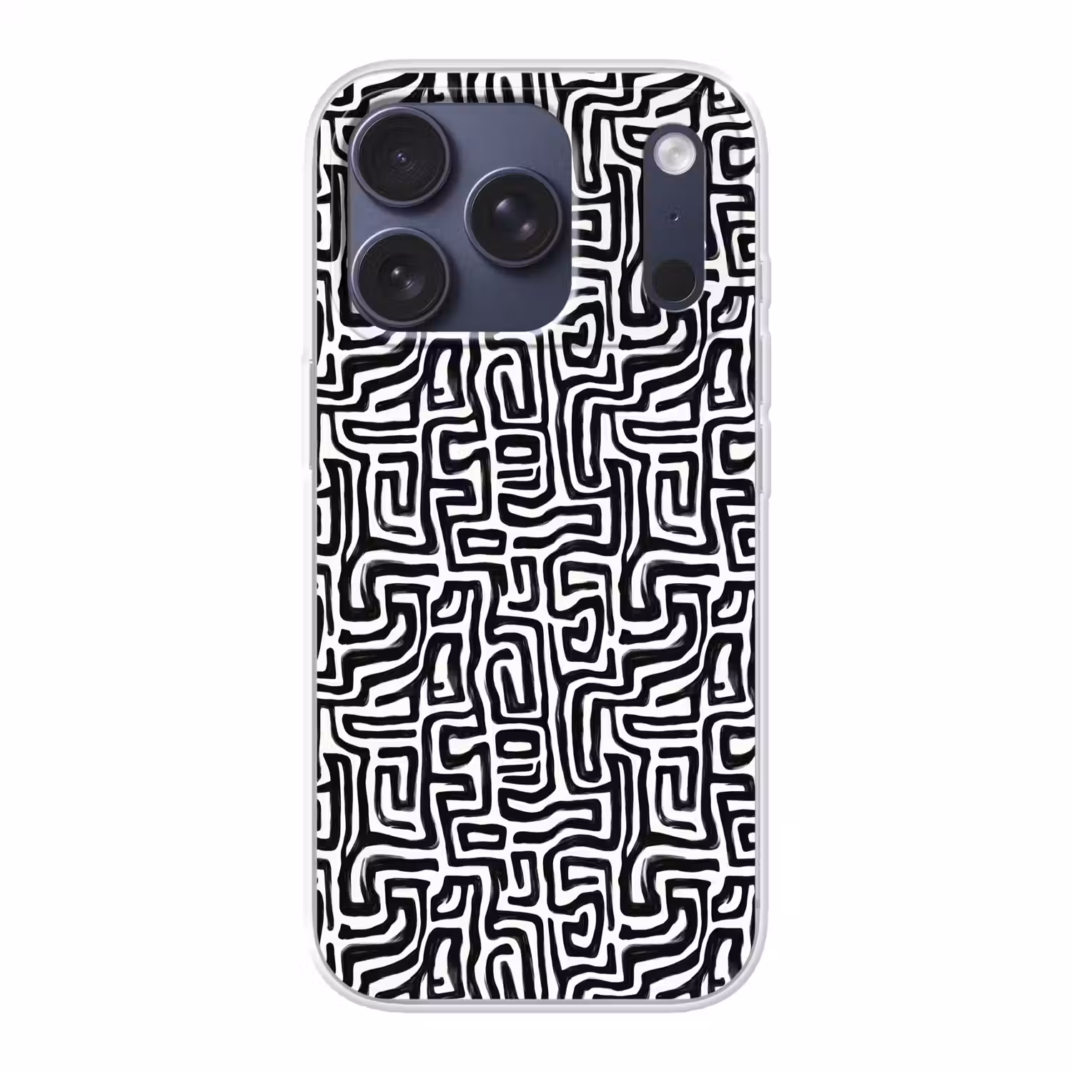 Grafisch - Lijnen - Zwart - Wit Telefoonhoesje iPhone 17 Pro klein 878 -3d