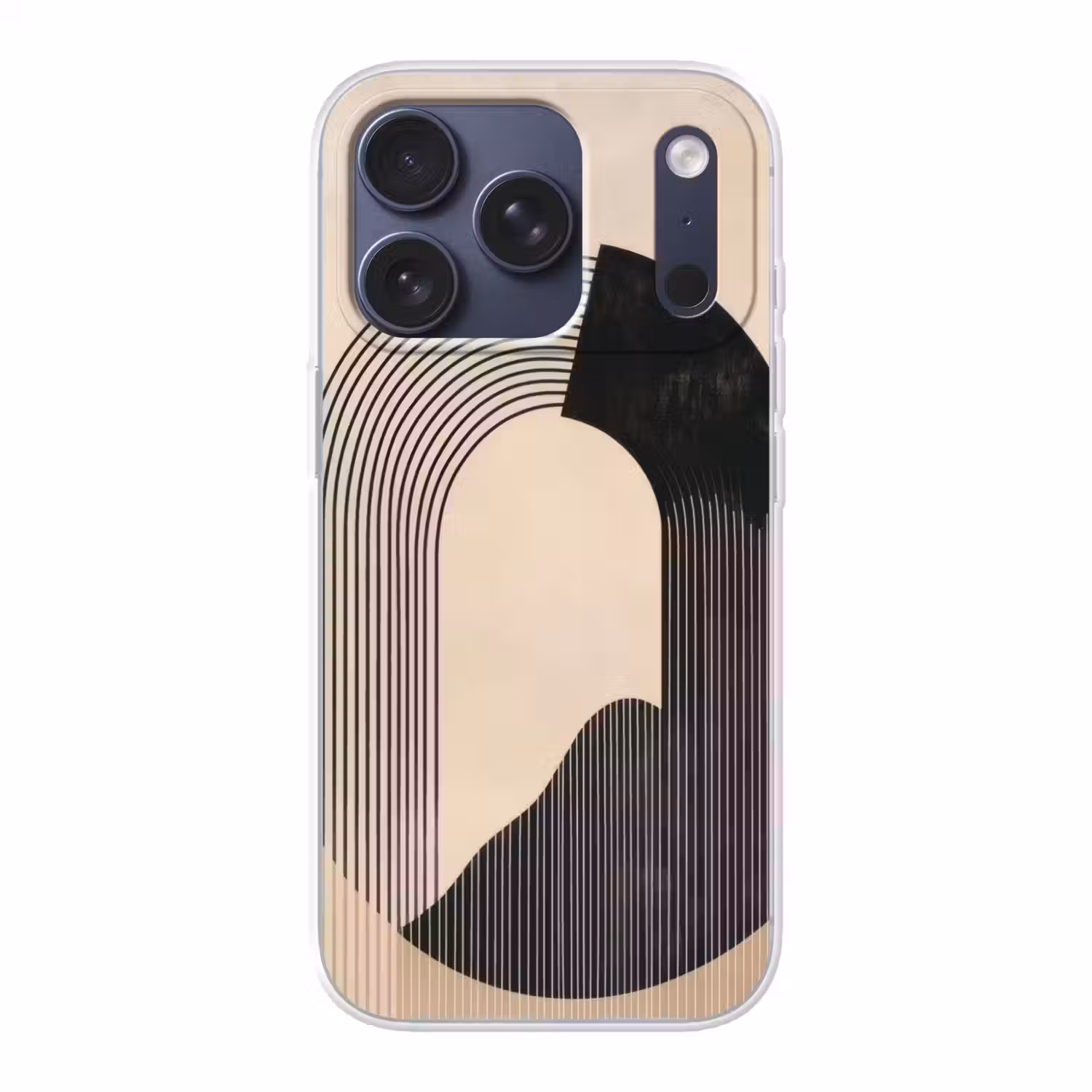 Grafisch gebogen motief - Beige Telefoonhoesje iPhone 17 Pro klein -3d