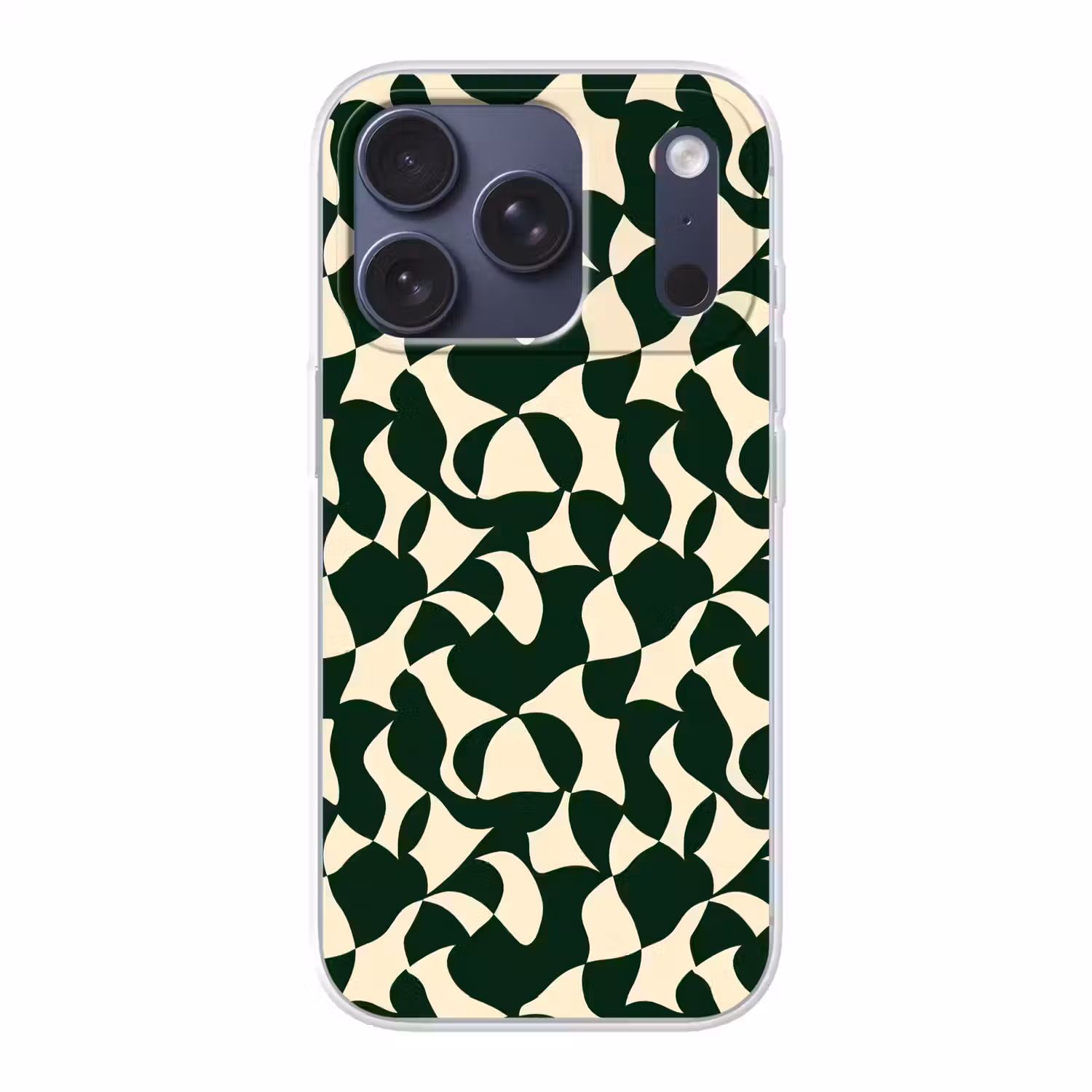 Groen - Organische vlakken - Crème Telefoonhoesje iPhone 17 Pro klein 878 -3d