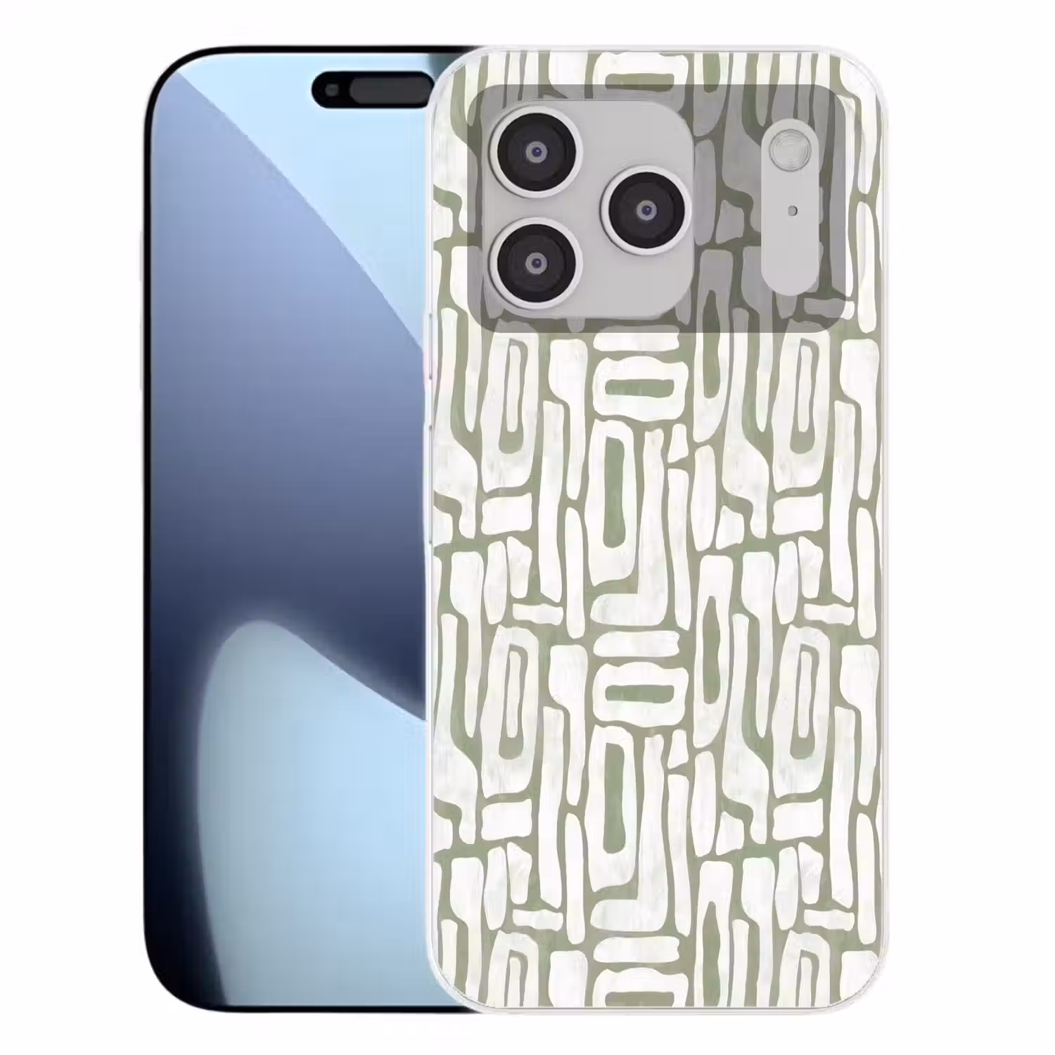 Groen - Wit - Kronkelen Telefoonhoesje iPhone 17 Pro klein 878 -3d