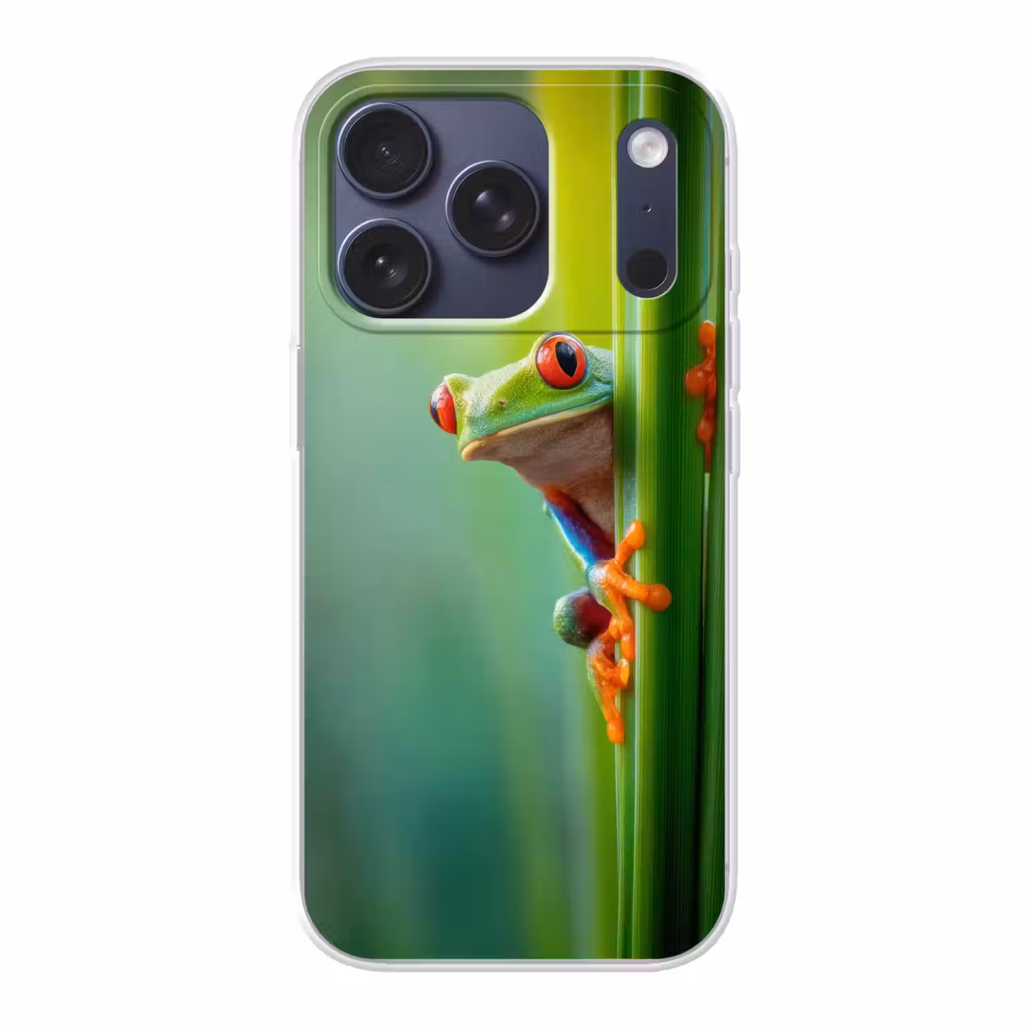 Groene kikker - Nieuwsgierig - Gras Telefoonhoesje iPhone 17 Pro klein -3d