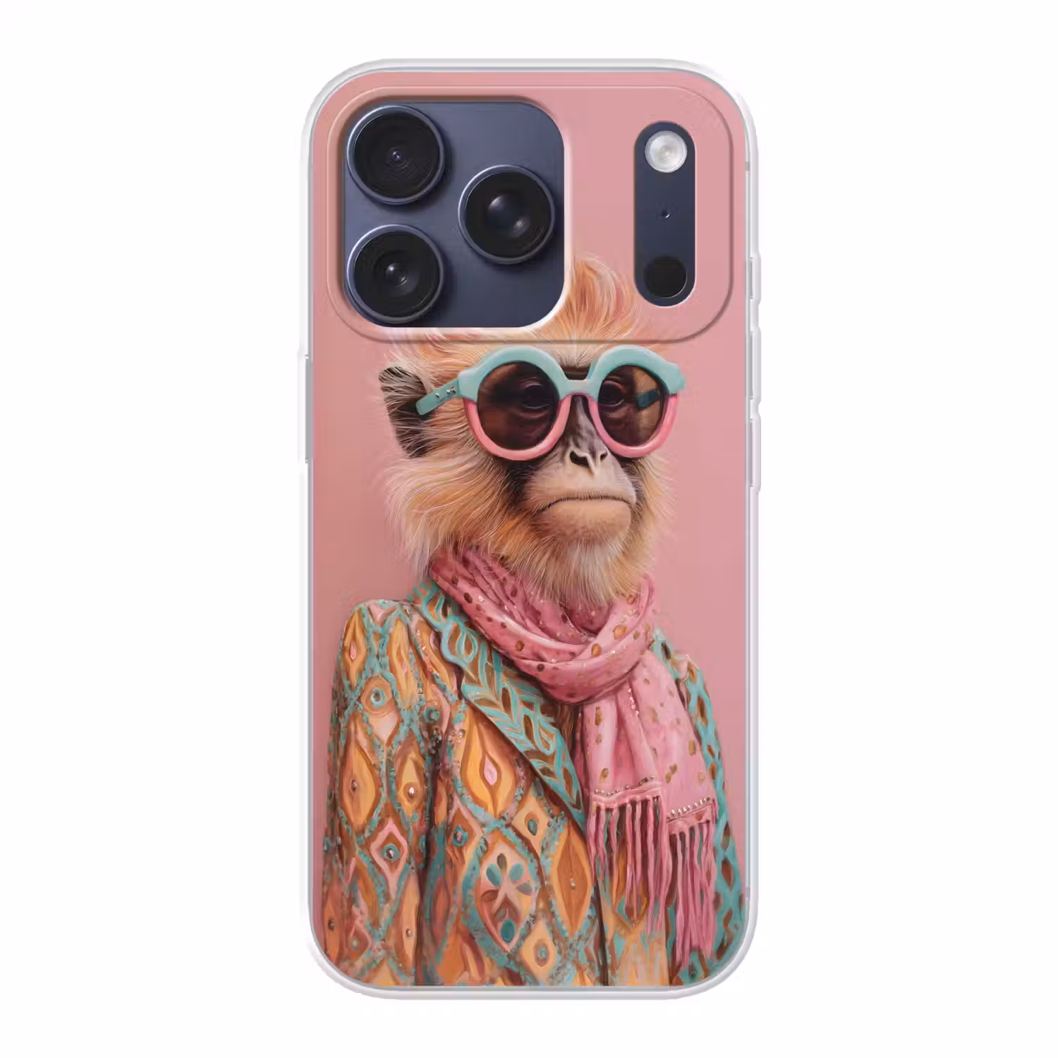 Sjaal - Aap - Zonnebril - Jasje Telefoonhoesje iPhone 17 Pro klein -3d