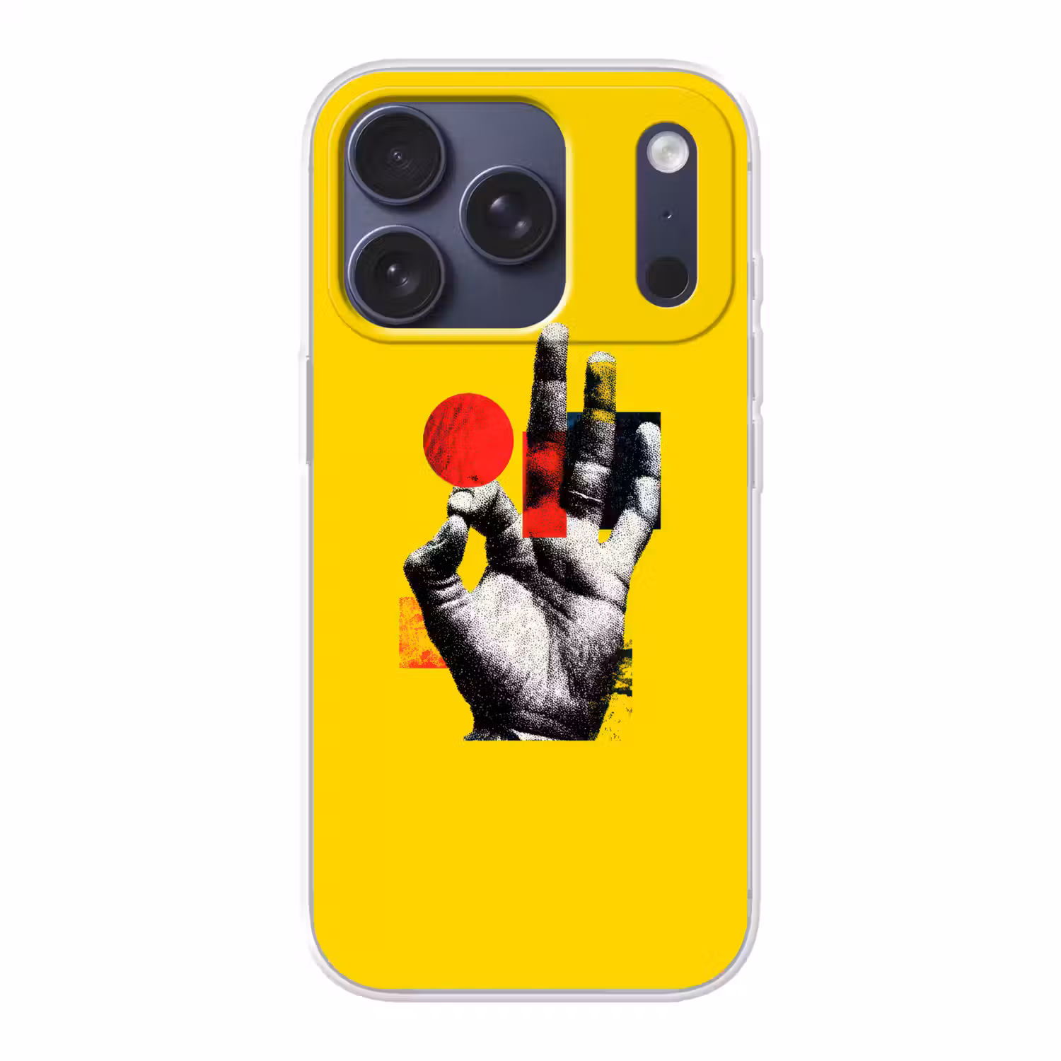 Hand - Rode cirkel - Geel Telefoonhoesje iPhone 17 Pro klein -3d