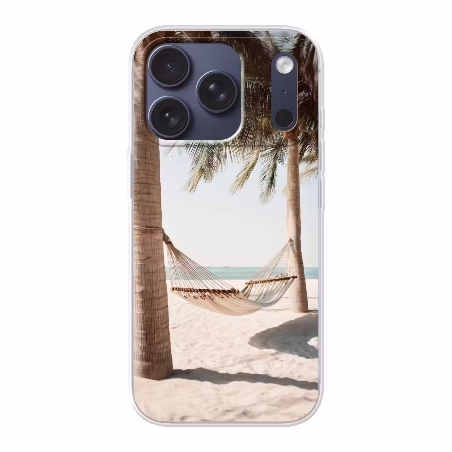 Hangmat - Palmbomen - Strand - Zee Telefoonhoesje iPhone 17 Pro klein -3d