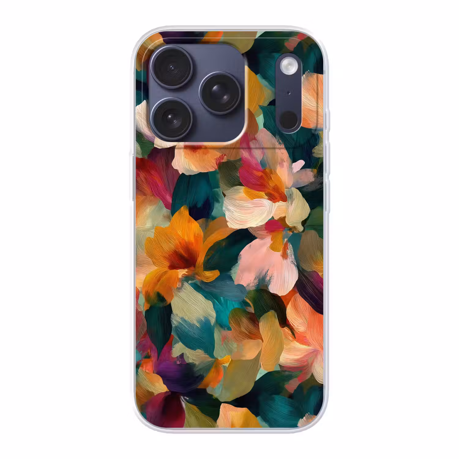 Harmonieus - Abstracte bloemen - Warme tinten Telefoonhoesje iPhone 17 Pro klein -3d
