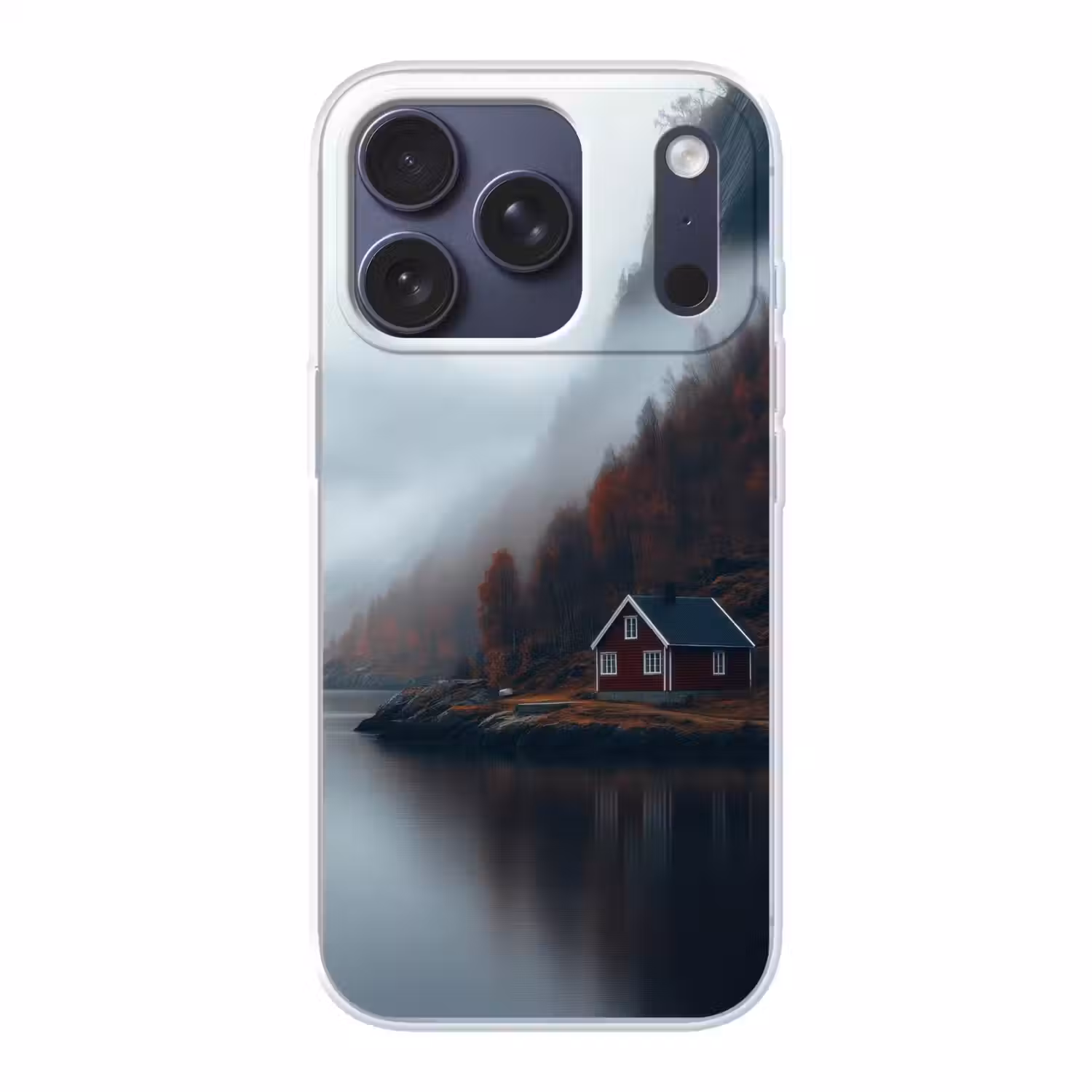Huis - Rood - Bergen - Water Telefoonhoesje iPhone 17 Pro klein -3d