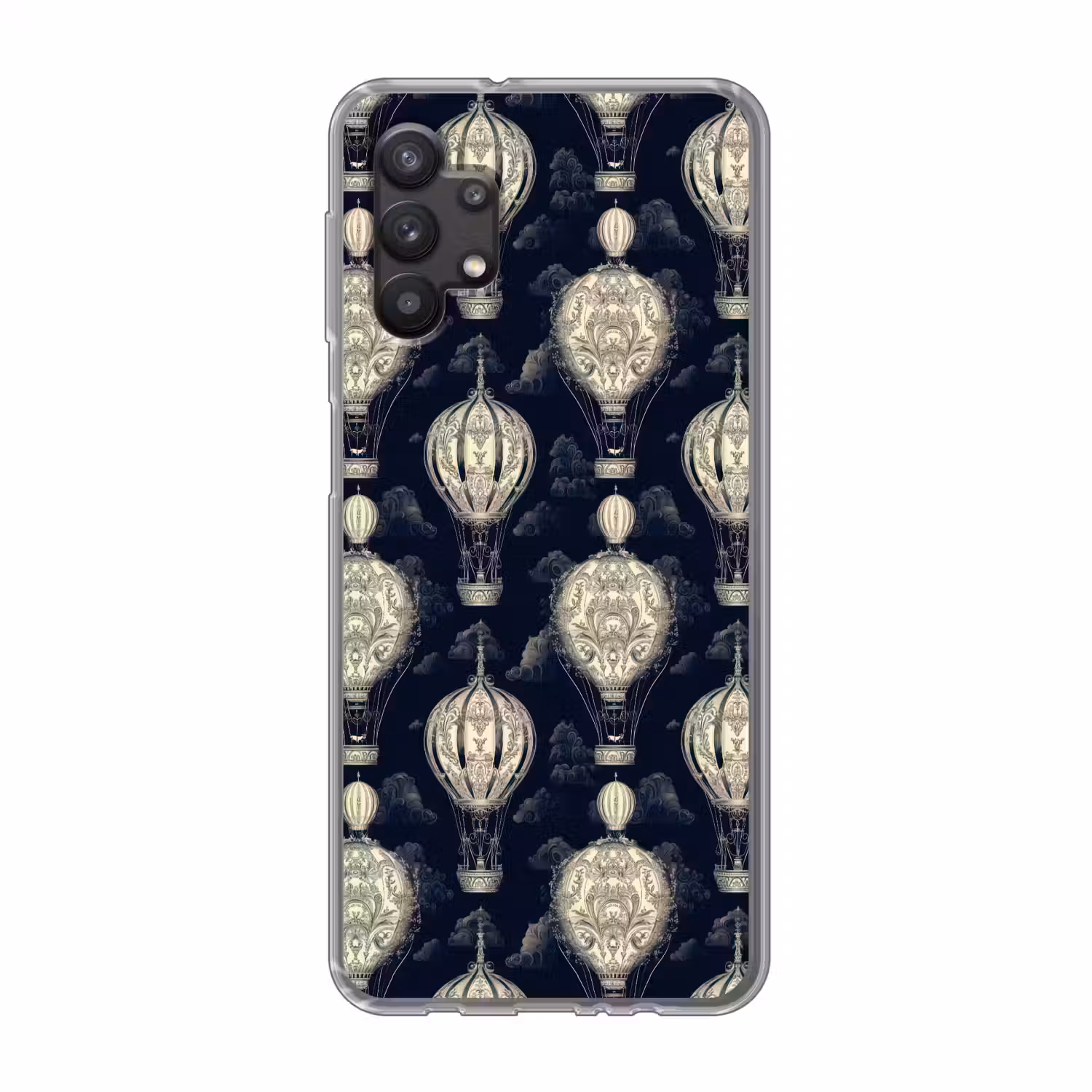 Luchtballonnen - Wolken - Patroon - Donkerblauw Telefoonhoesje Samsung Galaxy A32 5G klein 346 -3d