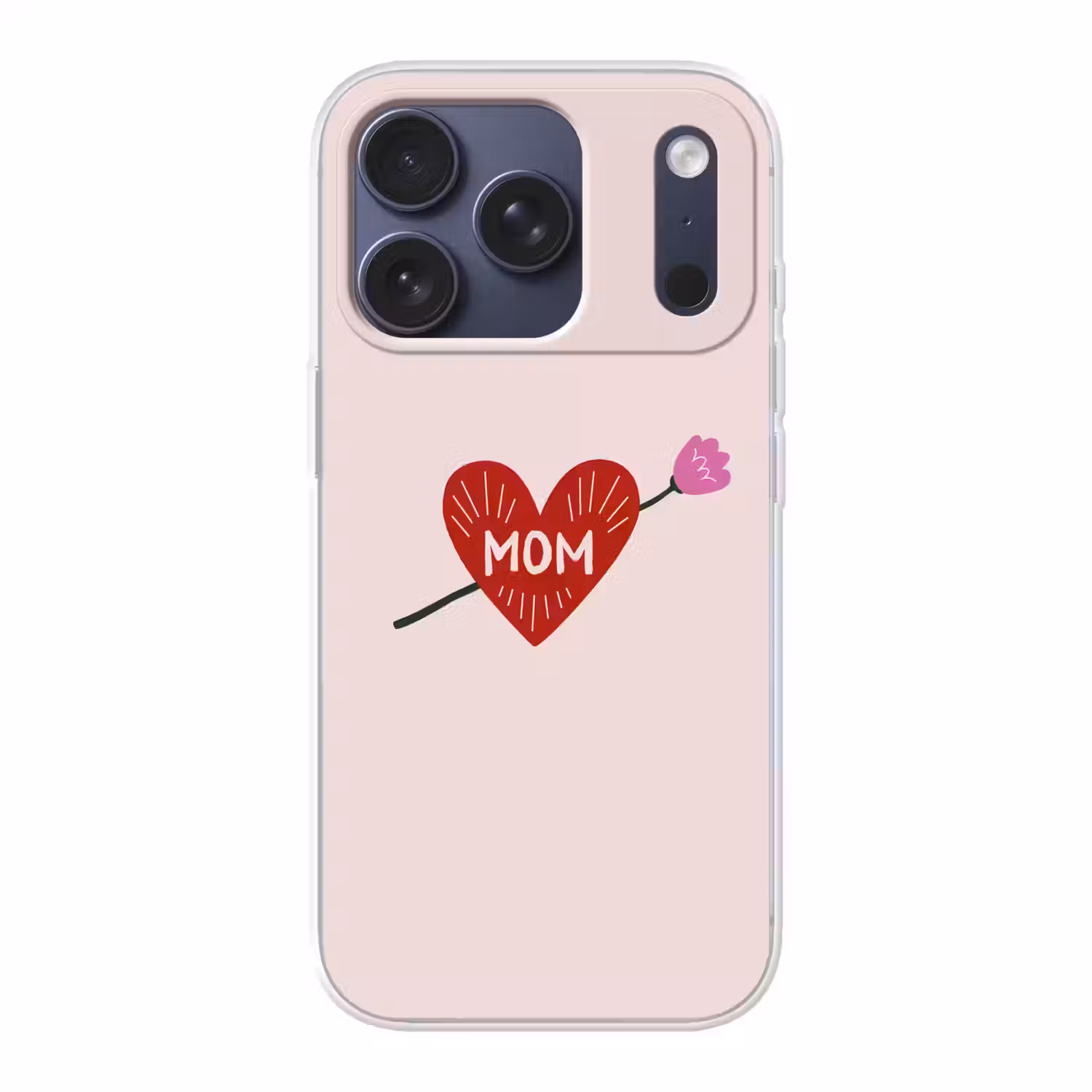 Hart - Rood - Bloem - Moeder Telefoonhoesje iPhone 17 Pro klein -3d