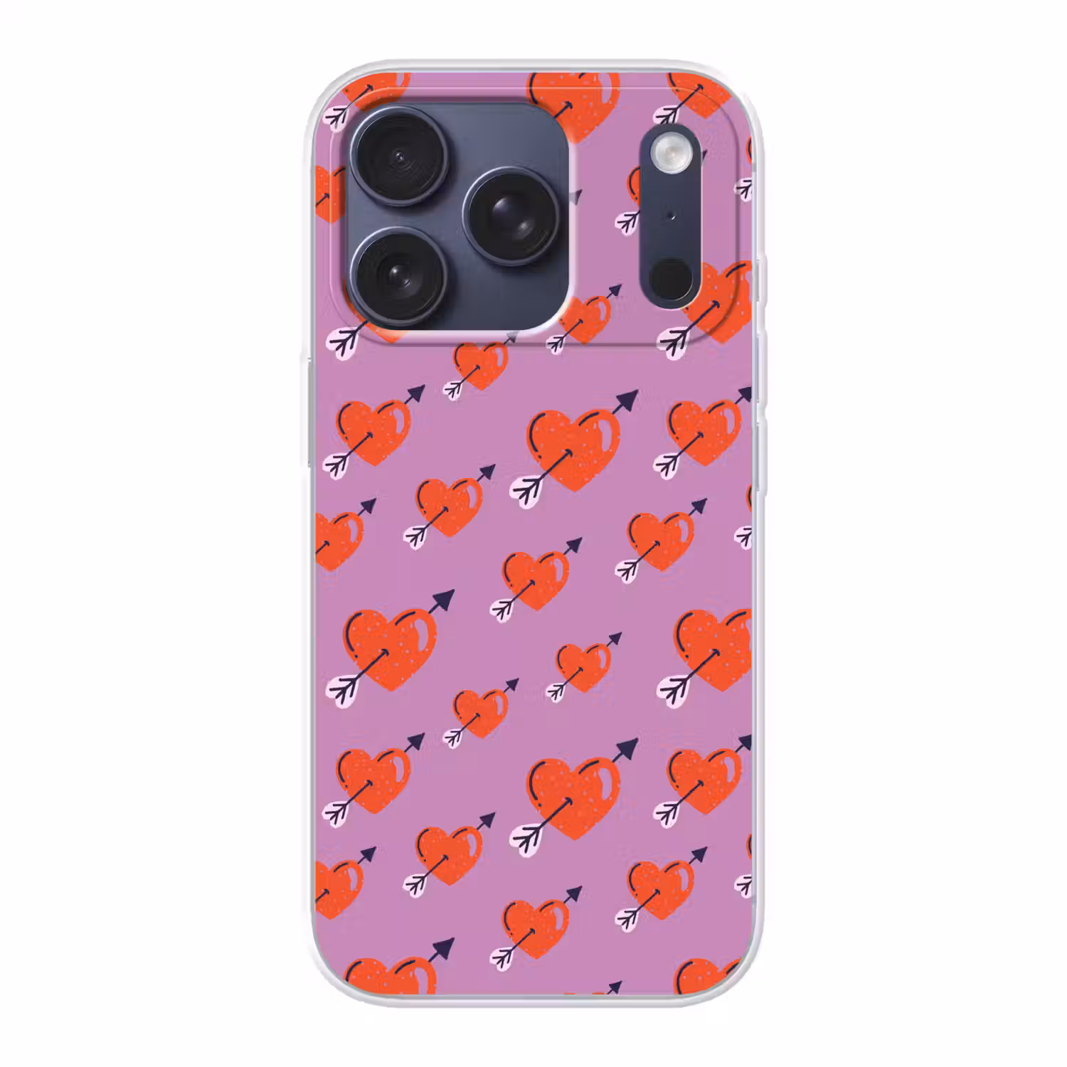 Hartjes - Rood - Paars - Print - Liefde Telefoonhoesje iPhone 17 Pro klein -3d