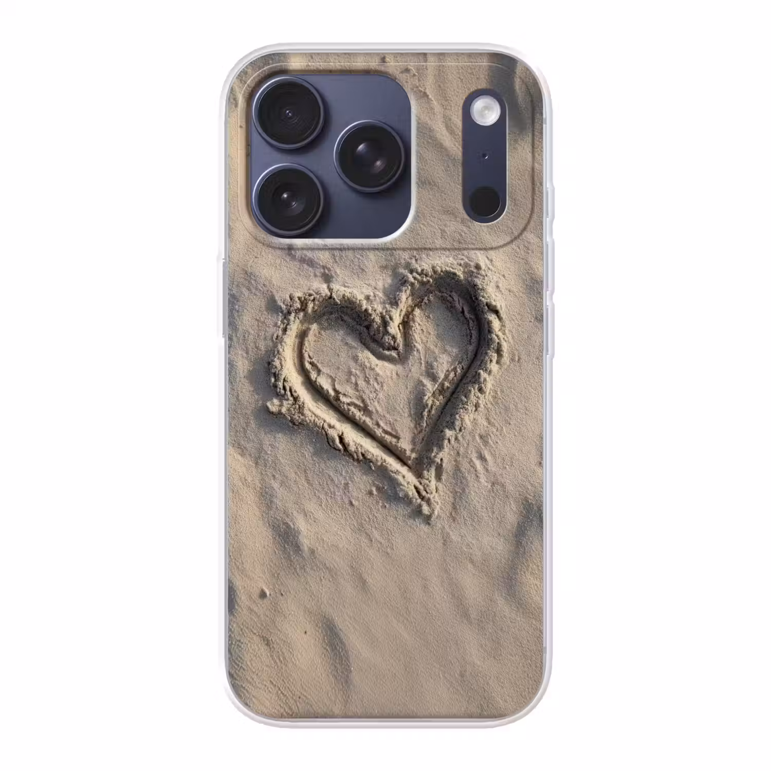 Hartvorm - Getekend - Beige - Zand Telefoonhoesje iPhone 17 Pro klein -3d