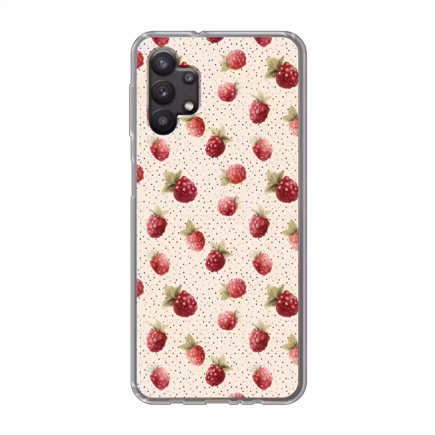 Framboos - Stippen - Rood Telefoonhoesje Samsung Galaxy A32 5G klein 346 -3d