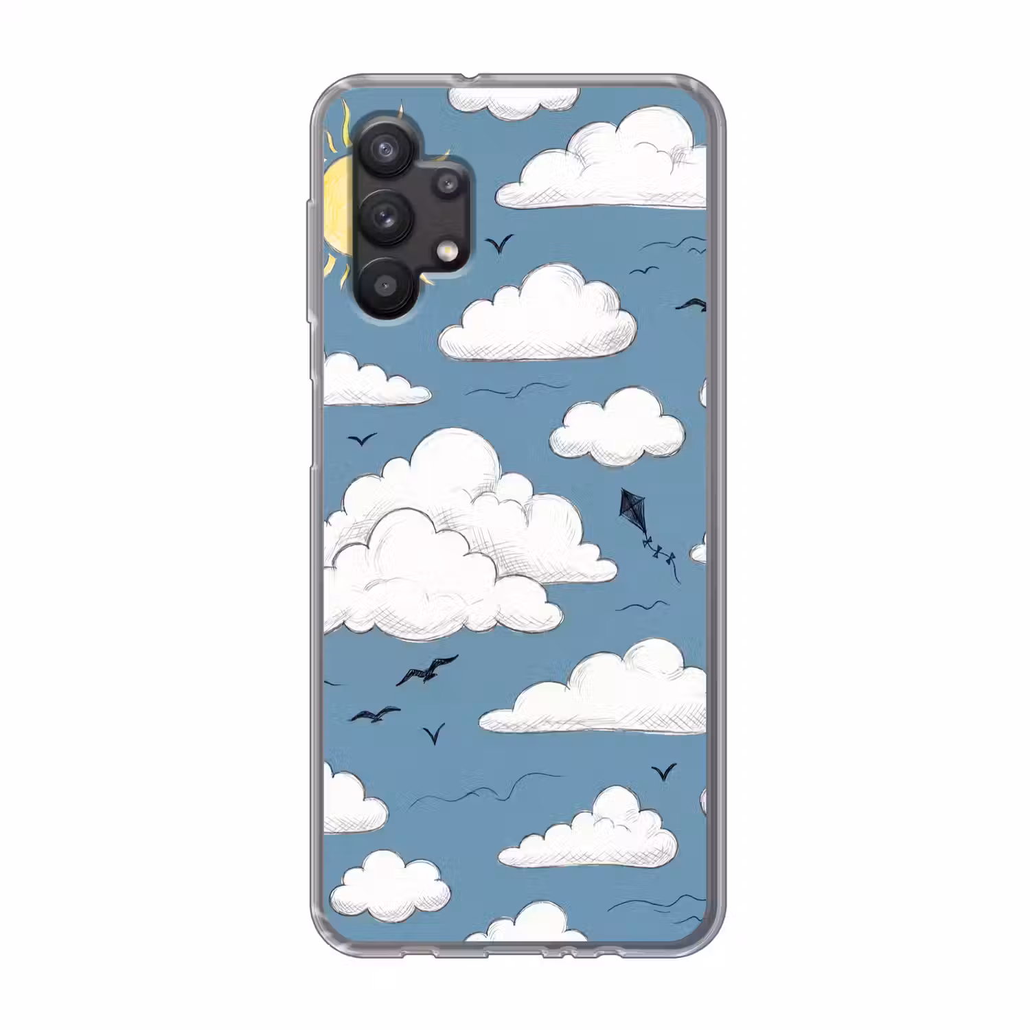 Lucht - Zon - Wolken - Natuur - Blauw Telefoonhoesje Samsung Galaxy A32 5G klein -3d