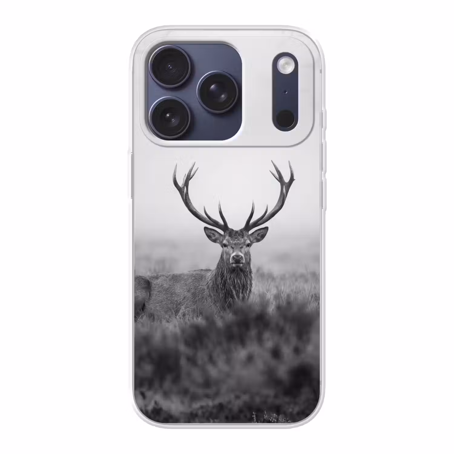 Hert - Mistig - Zwart - Wit Telefoonhoesje iPhone 17 Pro klein -3d
