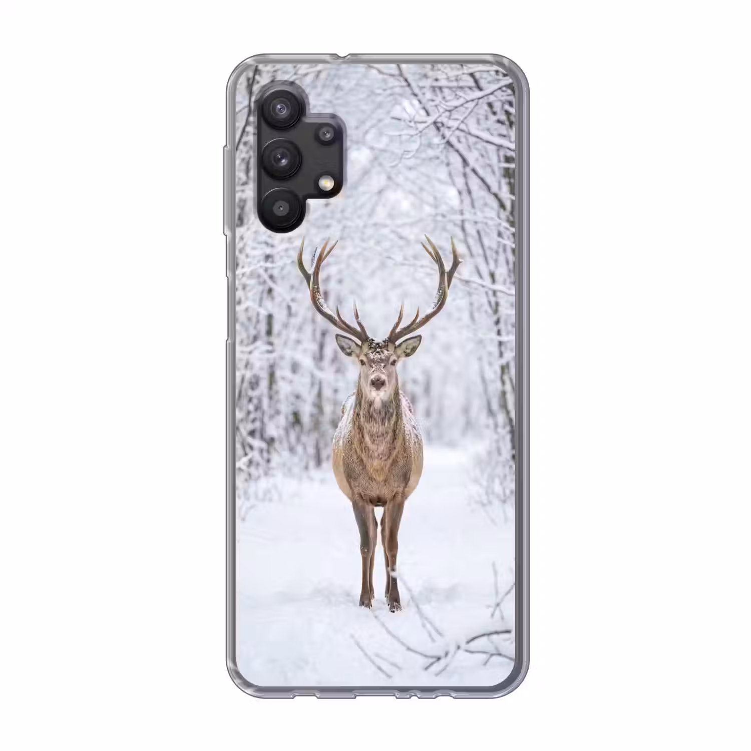 Hert - Winter - Bos - Natuur - Wit Telefoonhoesje Samsung Galaxy A32 5G klein -3d