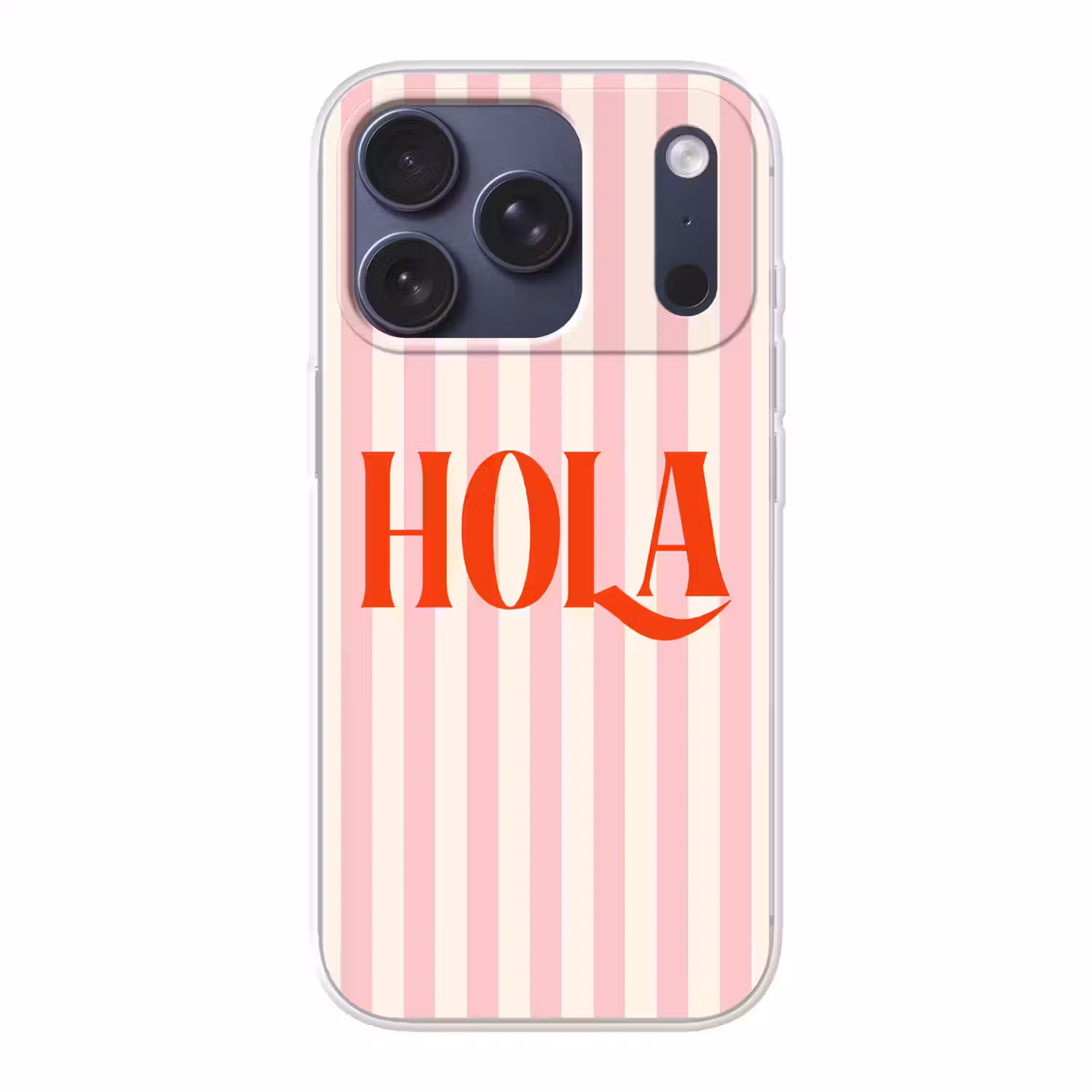 Hola - Quote - Strepen - Pastel - Roze - Rood - Wit Telefoonhoesje iPhone 17 Pro klein -3d