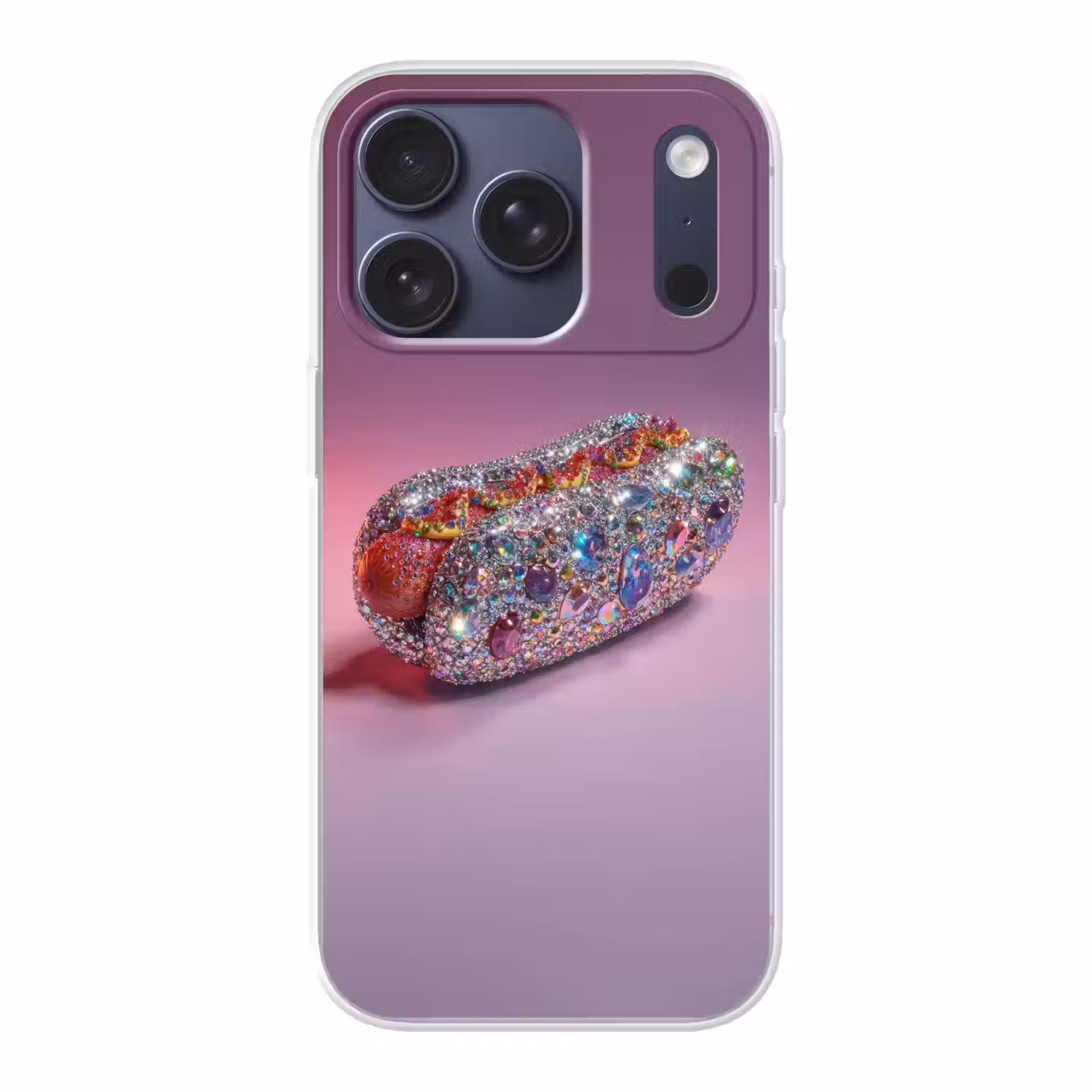 Hotdog - Steentjes - Glitters - Paars Telefoonhoesje iPhone 17 Pro klein -3d
