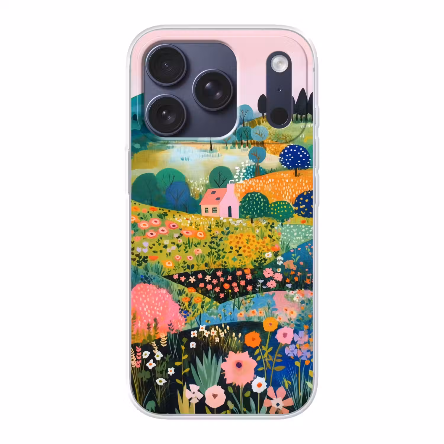 Heuvellandschap - Fantasierijk - Kleurcontrasten Telefoonhoesje iPhone 17 Pro klein -3d