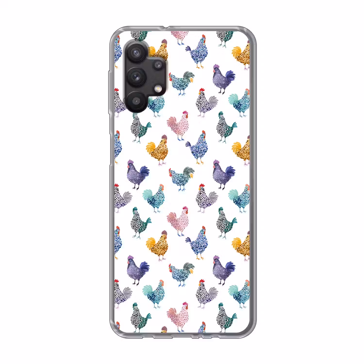 Kippen -Aquarel - Kleurrijk Telefoonhoesje Samsung Galaxy A32 5G klein 346 -3d
