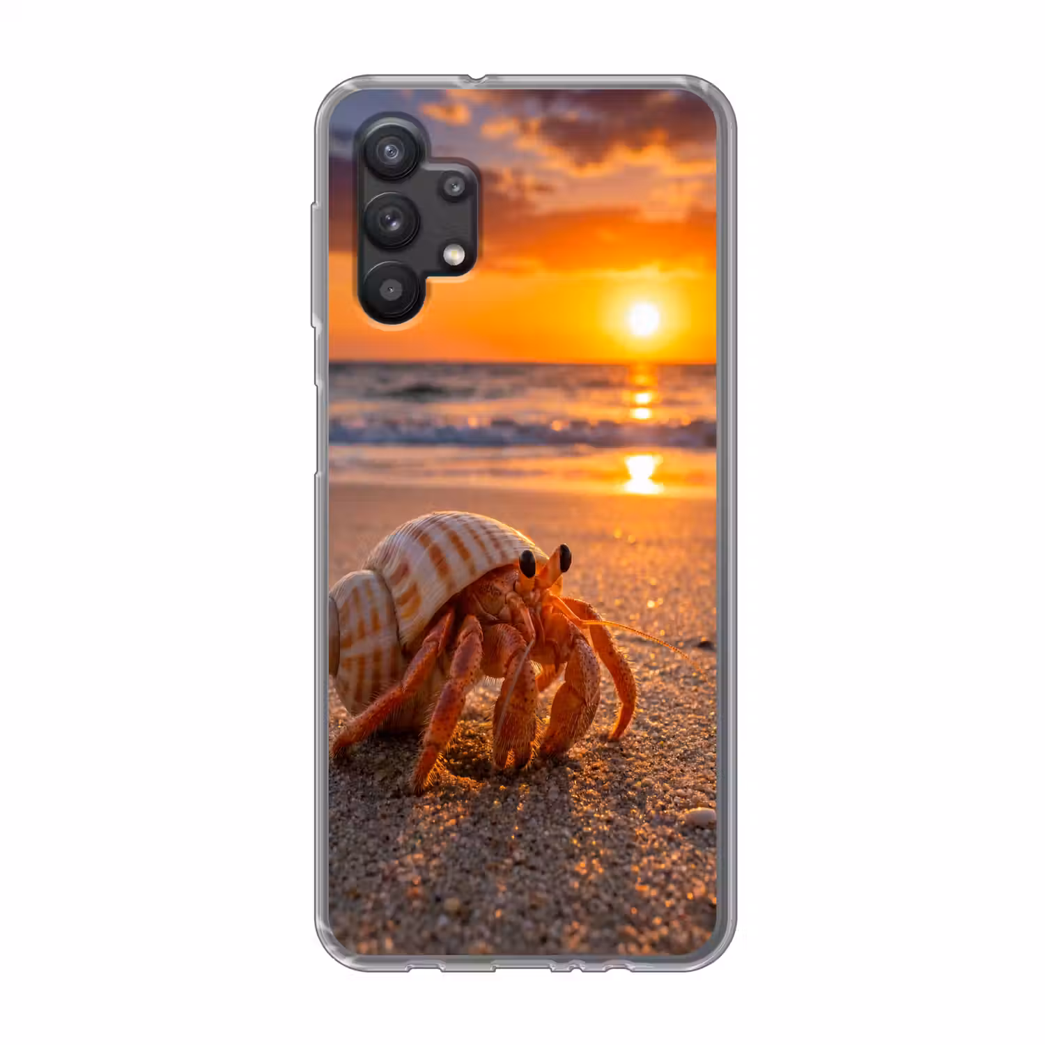 Kreeft - Strand - Natuur - Zonsondergang - Oranje Telefoonhoesje Samsung Galaxy A32 5G klein -3d