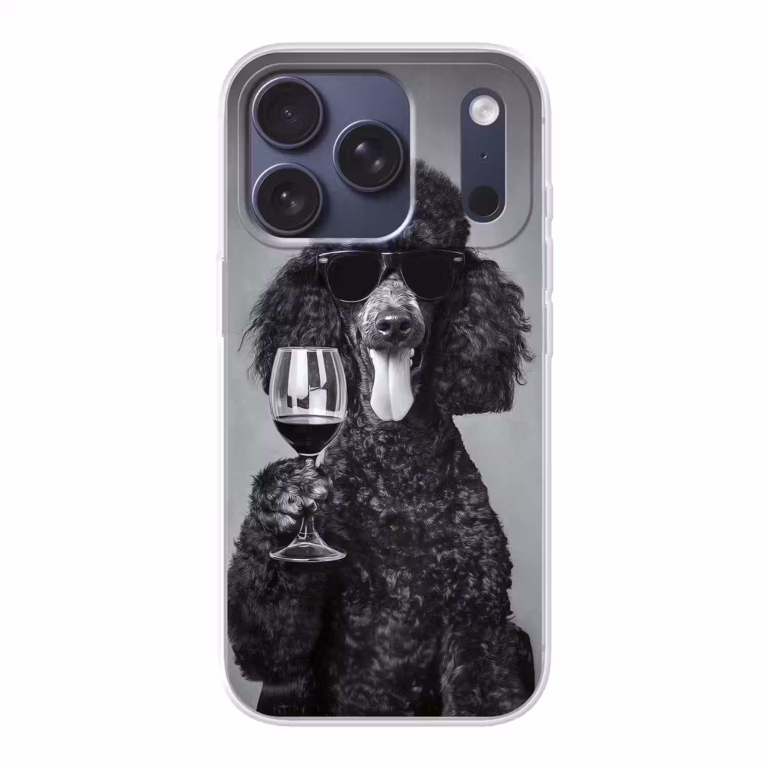 Hond - Krullen - Zonnebril - Wijn Telefoonhoesje iPhone 17 Pro klein -3d