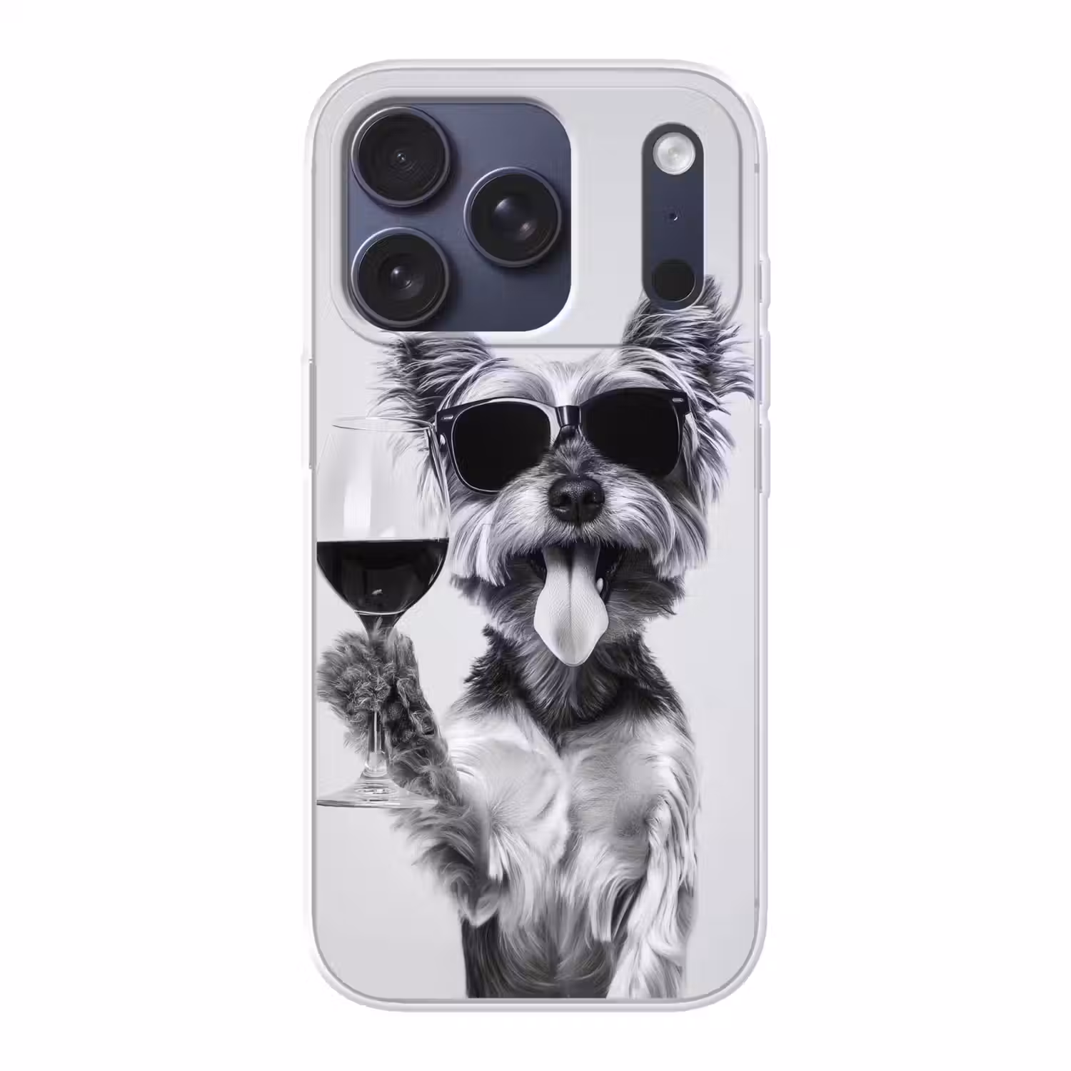 Hondje - Wijnglas - Zonnebril - Enthousiast Telefoonhoesje iPhone 17 Pro klein -3d