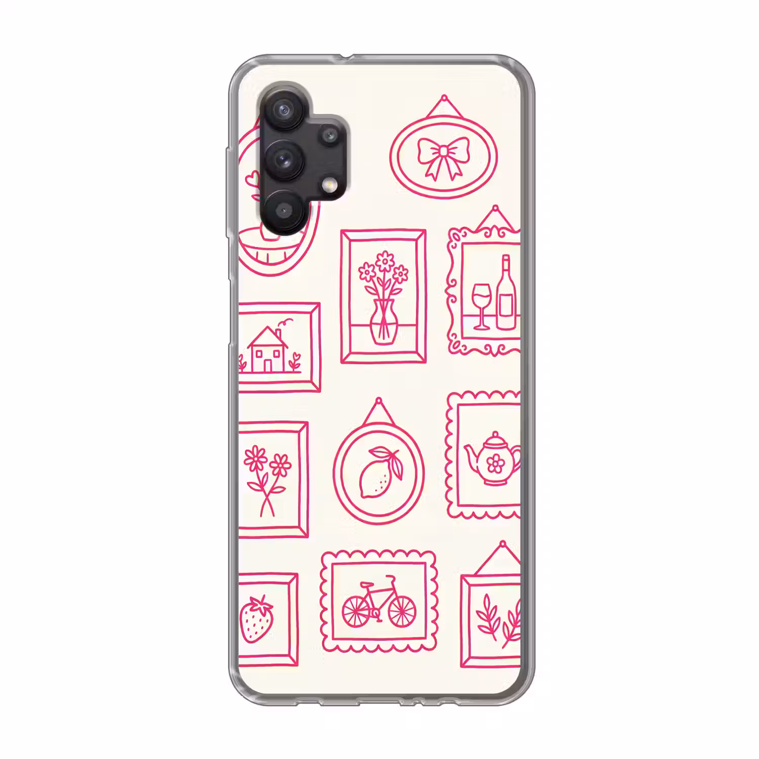 Illustratie - Collectie - Kunst - Minimalistisch - Roze Telefoonhoesje Samsung Galaxy A32 5G klein -3d