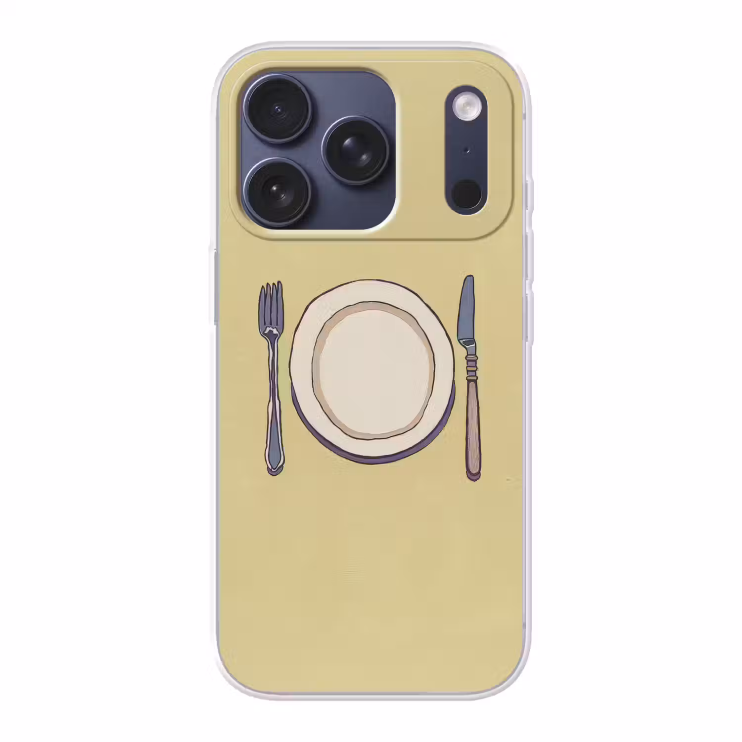 Illustratie - Bord - Bestek - Beige Telefoonhoesje iPhone 17 Pro klein -3d
