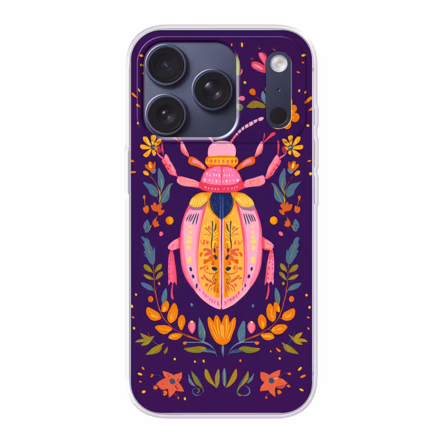 Kever - Felgekleurd - Bloemen - Bladeren Telefoonhoesje iPhone 17 Pro klein -3d
