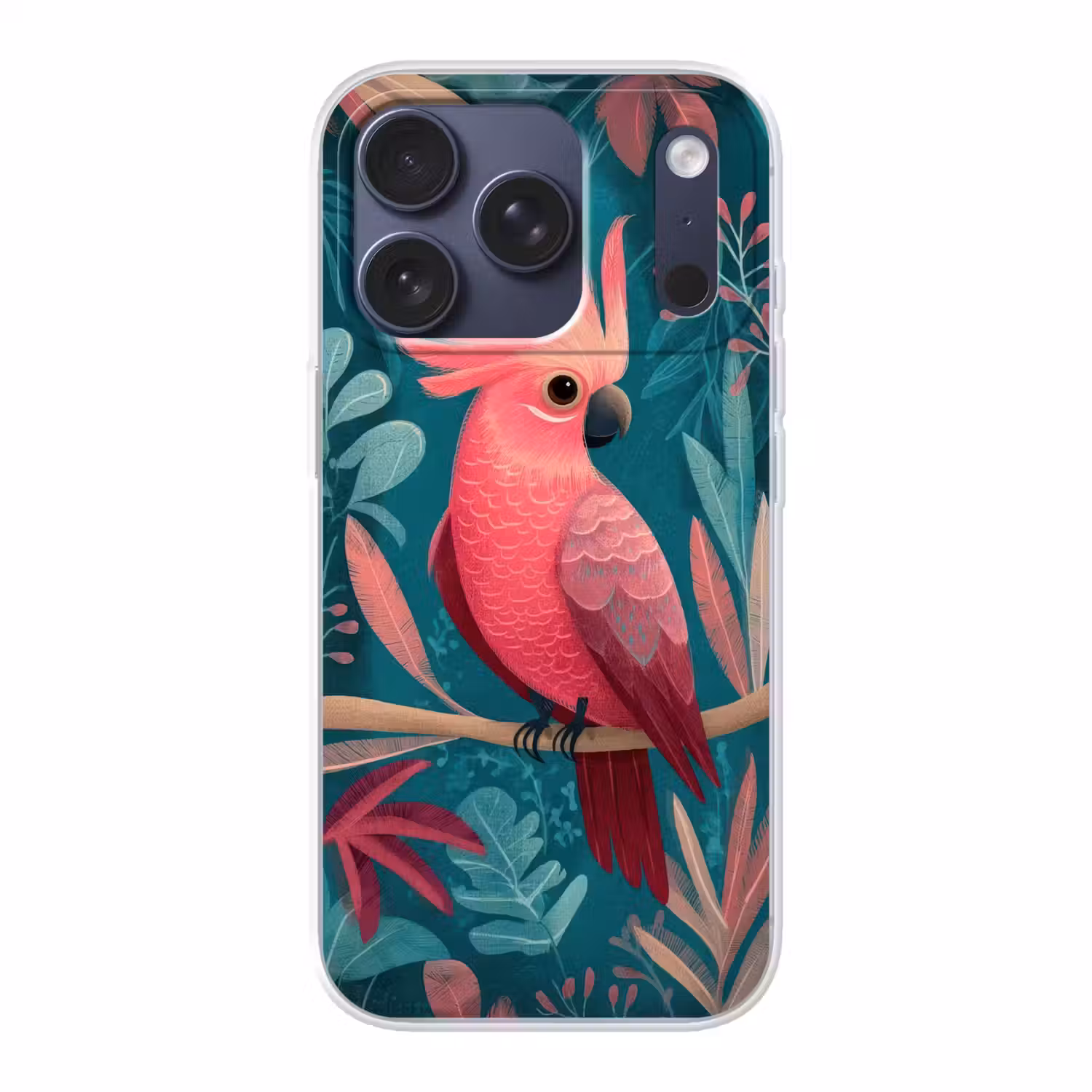 Kaketoe - Tropische bladeren - Tak Telefoonhoesje iPhone 17 Pro klein -3d