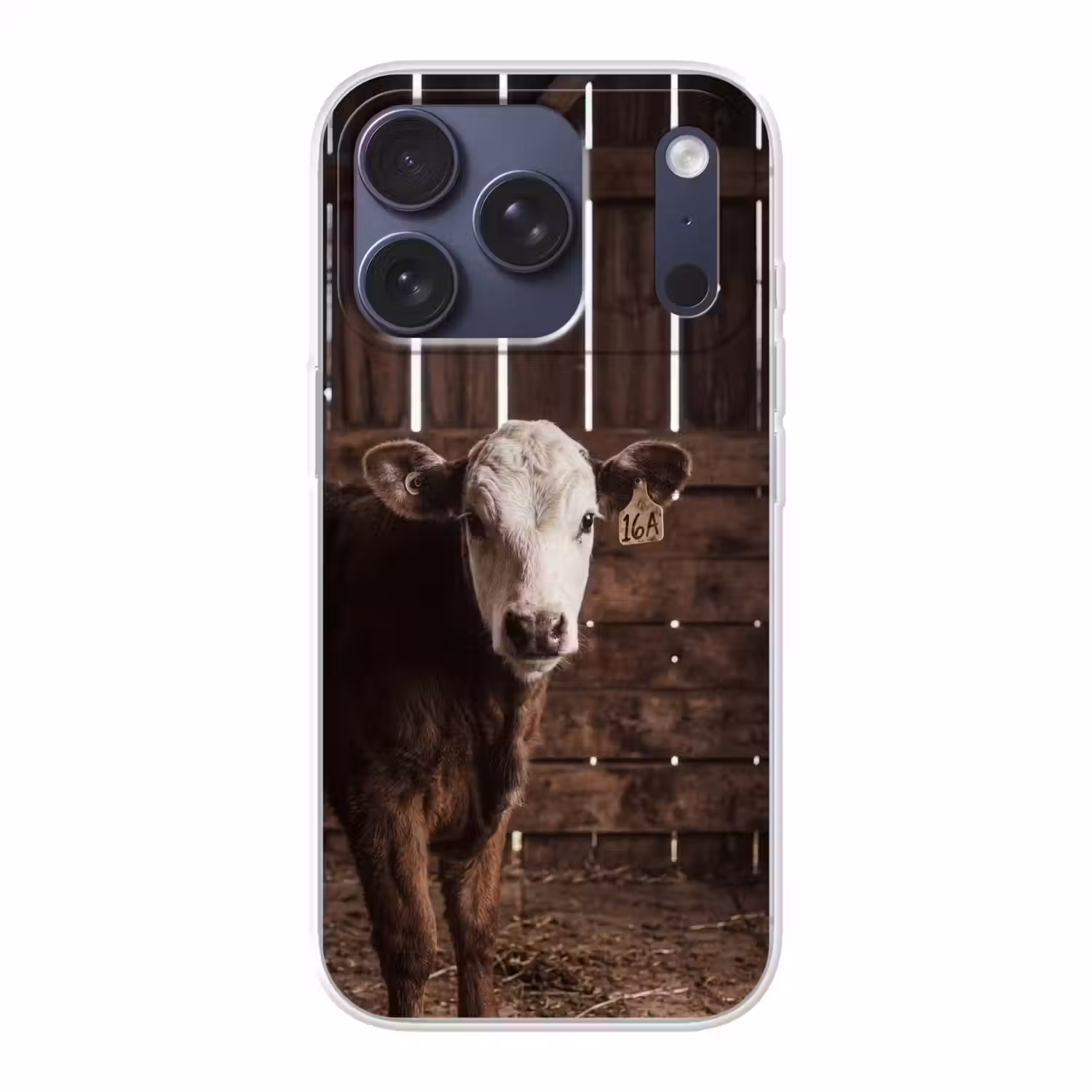 Kalf - Oormerk - Houten stal Telefoonhoesje iPhone 17 Pro klein -3d