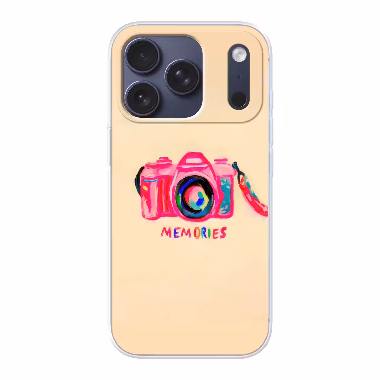 Camera - Memories - Roze - Geschilderd Telefoonhoesje iPhone 17 Pro klein -3d