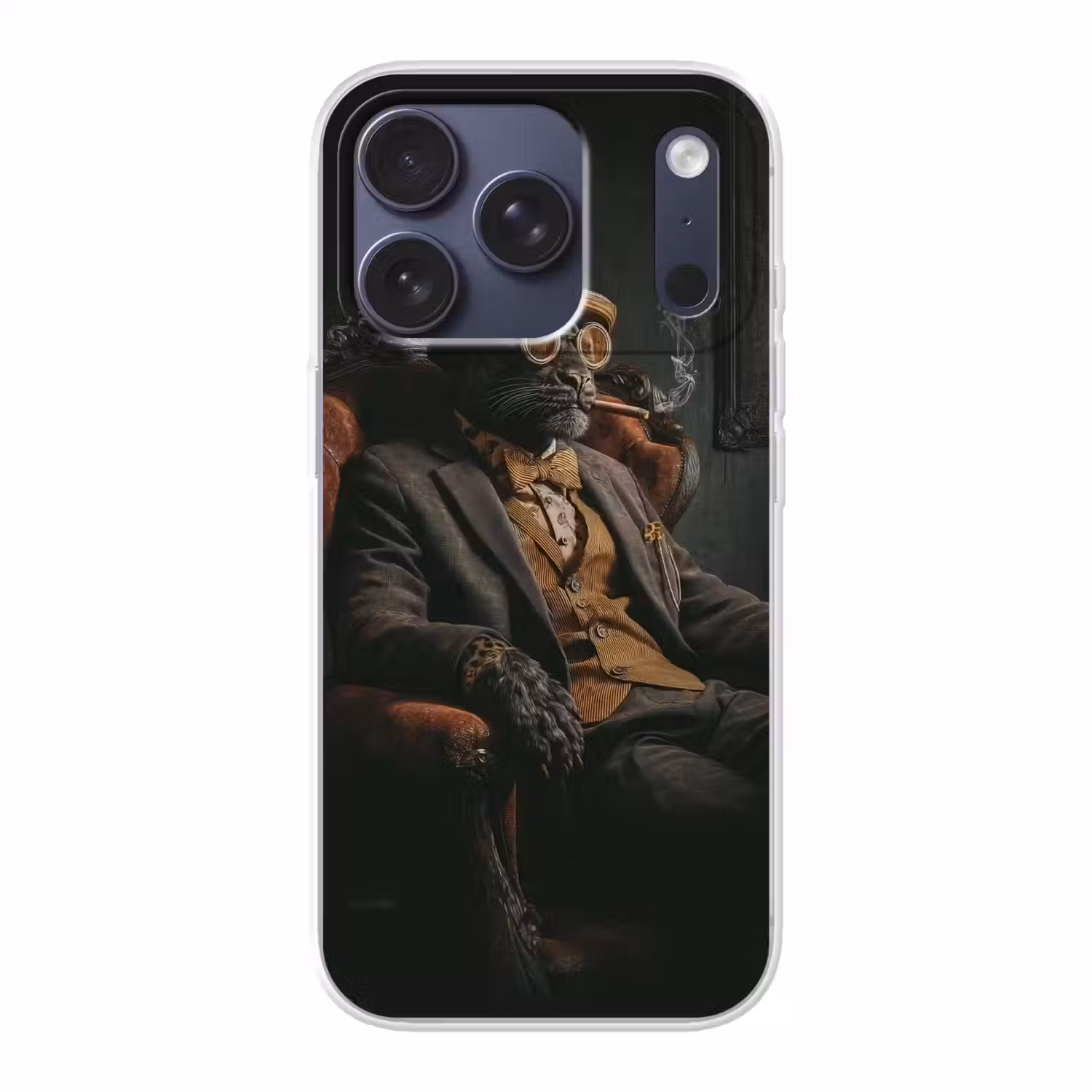 Kat - Pak - Oranje - Sigaar Telefoonhoesje iPhone 17 Pro klein -3d
