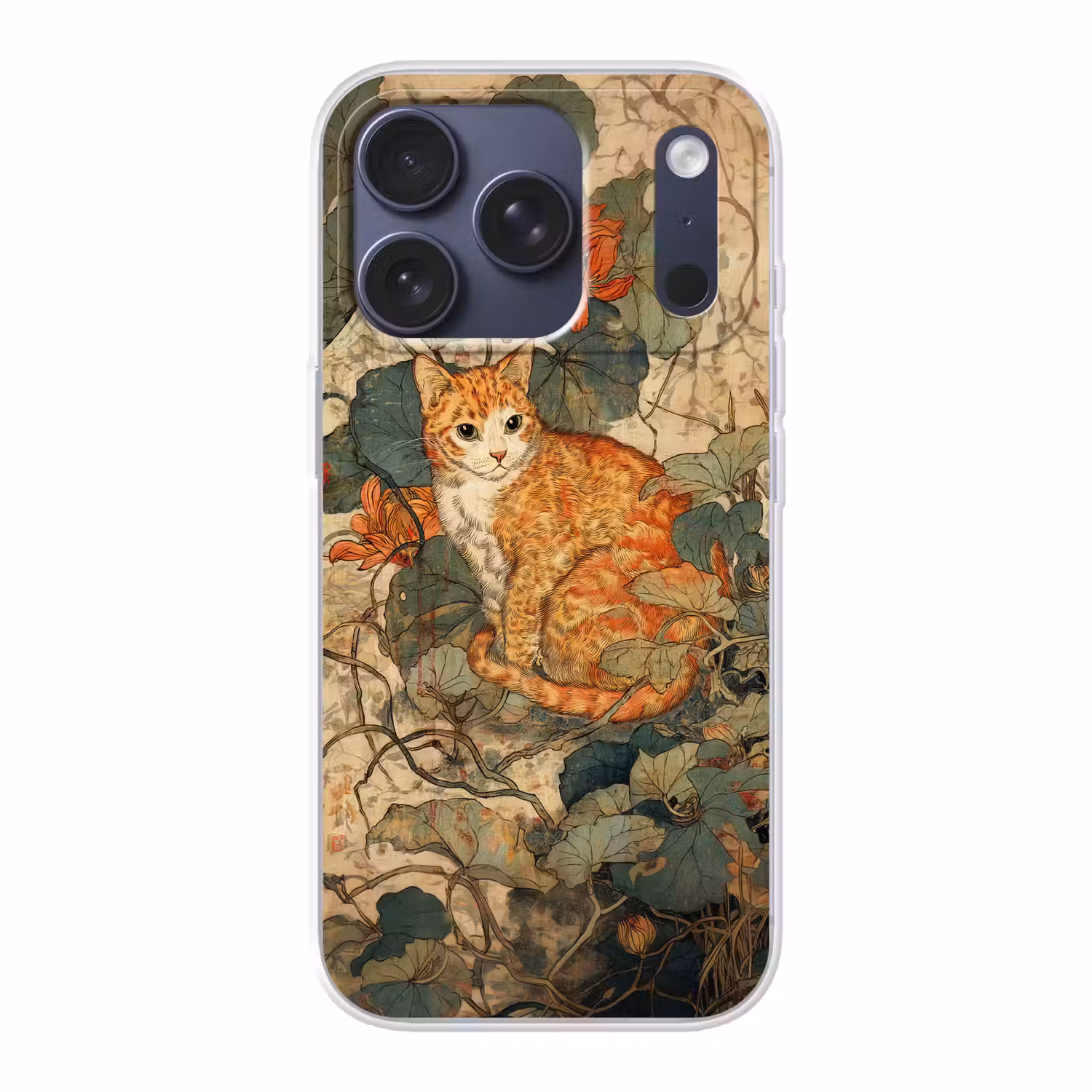 Kat - Sierlijk - Bloemen Telefoonhoesje iPhone 17 Pro klein -3d
