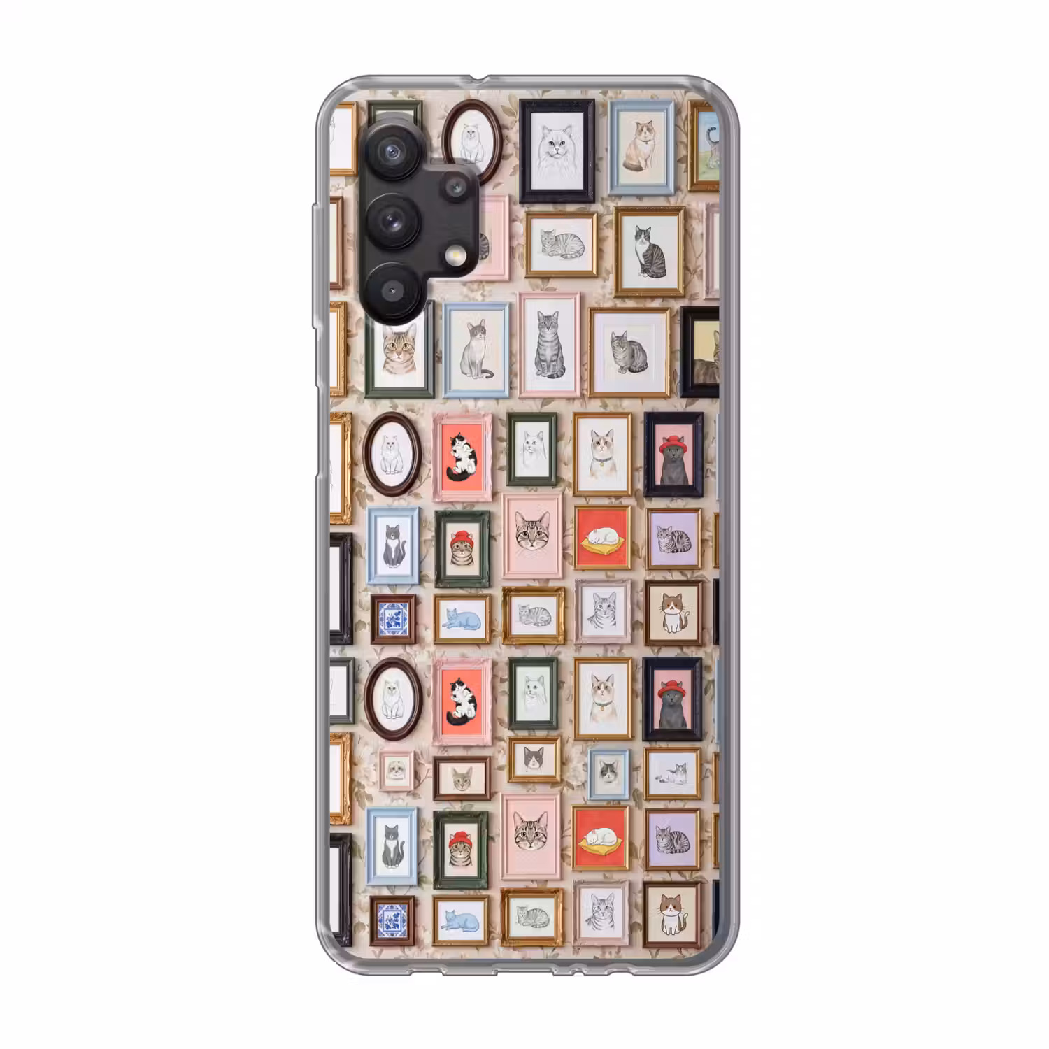 Kat - Portret - Dieren - Illustratie - Lijst Telefoonhoesje Samsung Galaxy A32 5G klein -3d