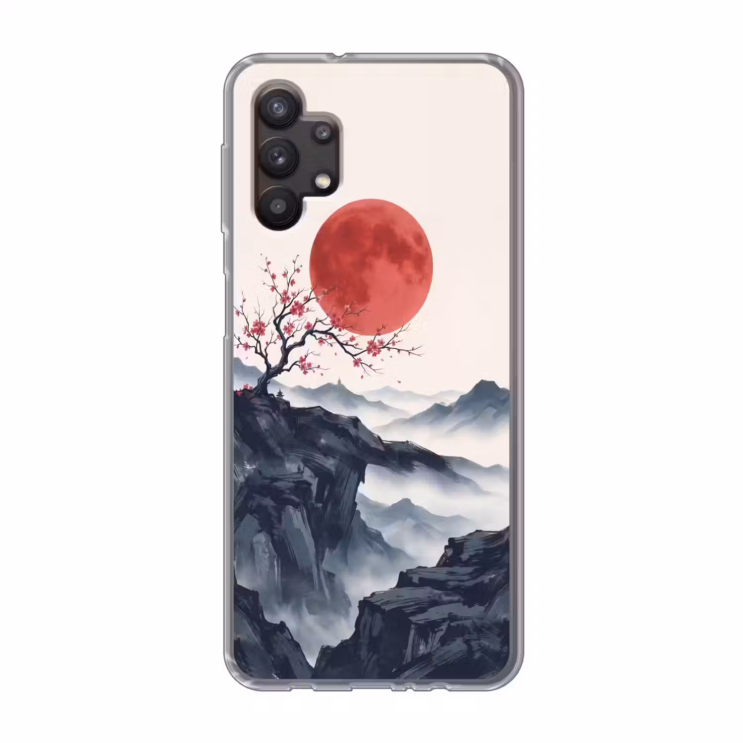 Kersenbloesem - Oosters - Rood Telefoonhoesje Samsung Galaxy A32 5G klein -3d