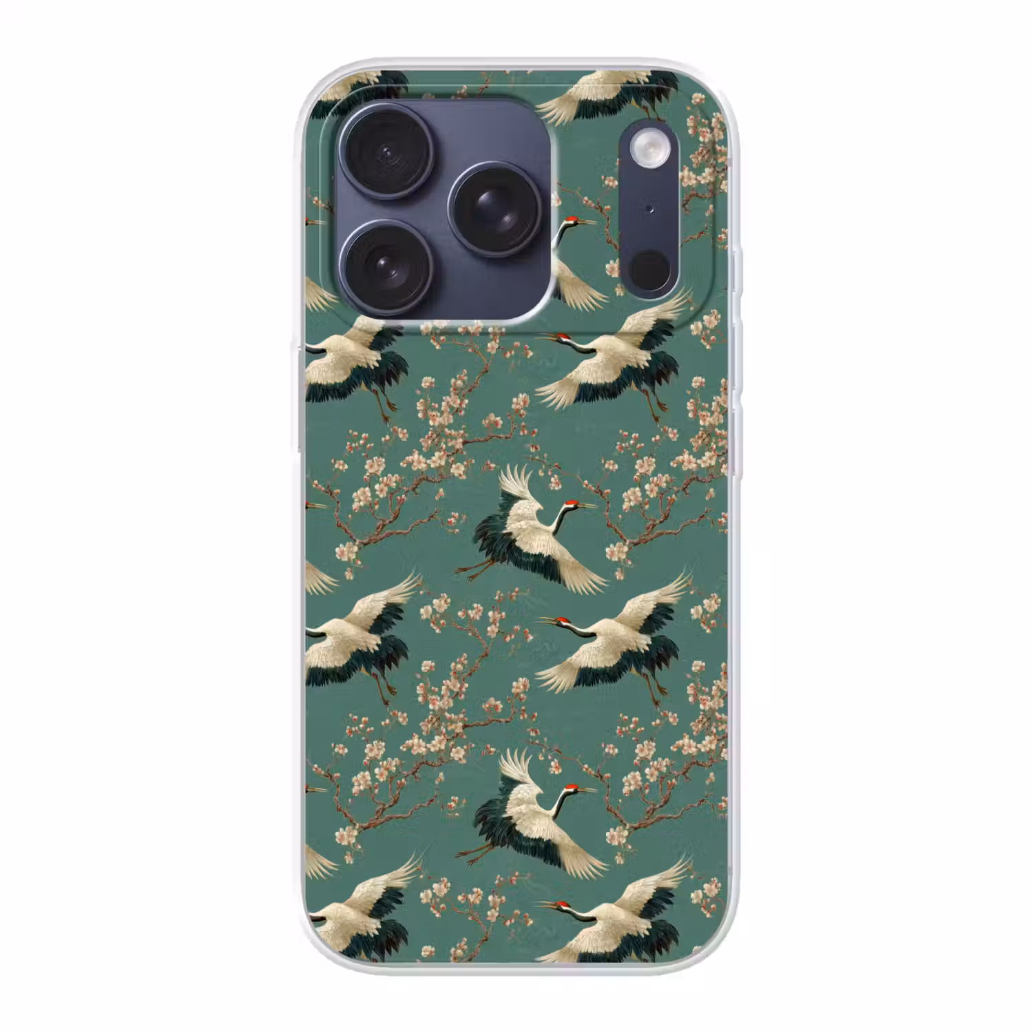 Kersenbloesem - Kraamvogels - Groen Telefoonhoesje iPhone 17 Pro klein 878 -3d