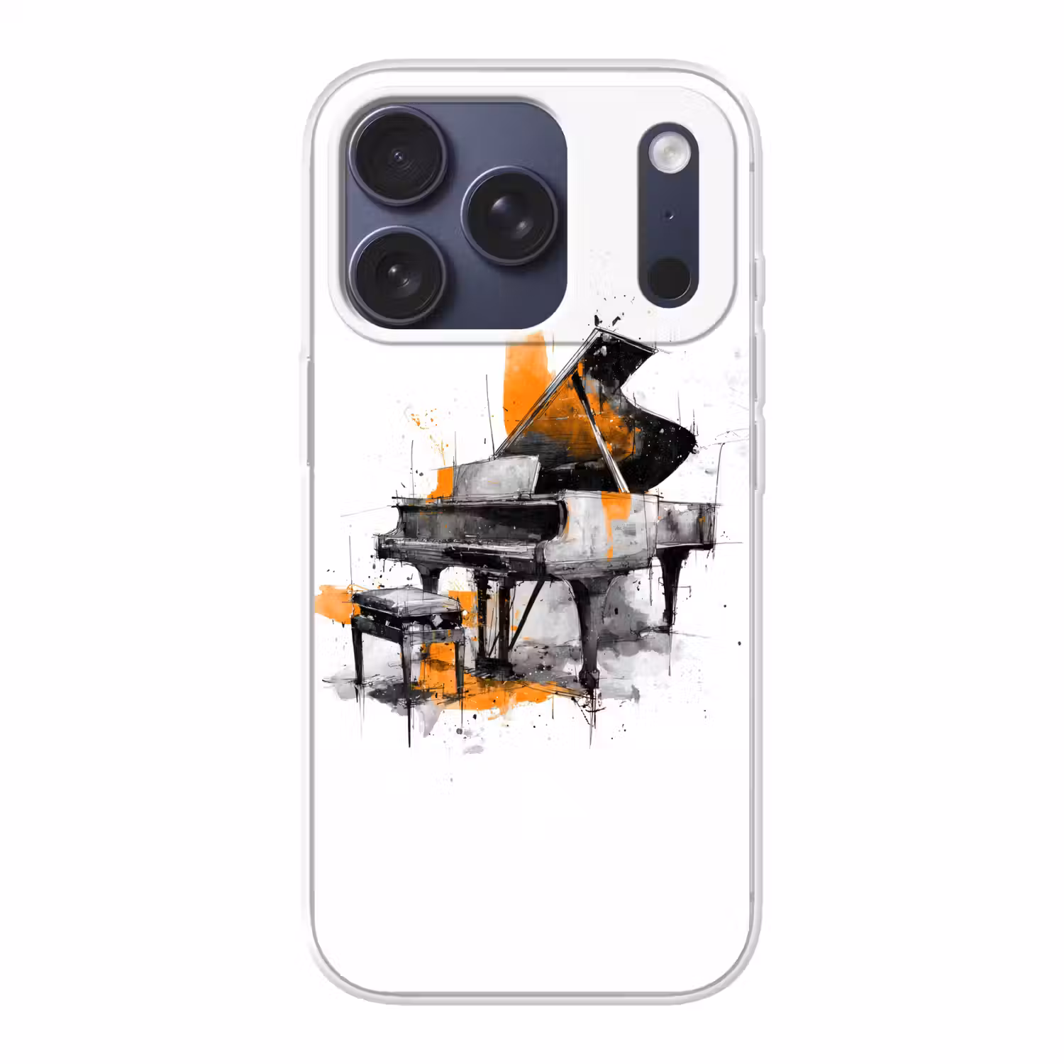 Piano - Oranje - Zwart - schets lijnen Telefoonhoesje iPhone 17 Pro klein -3d