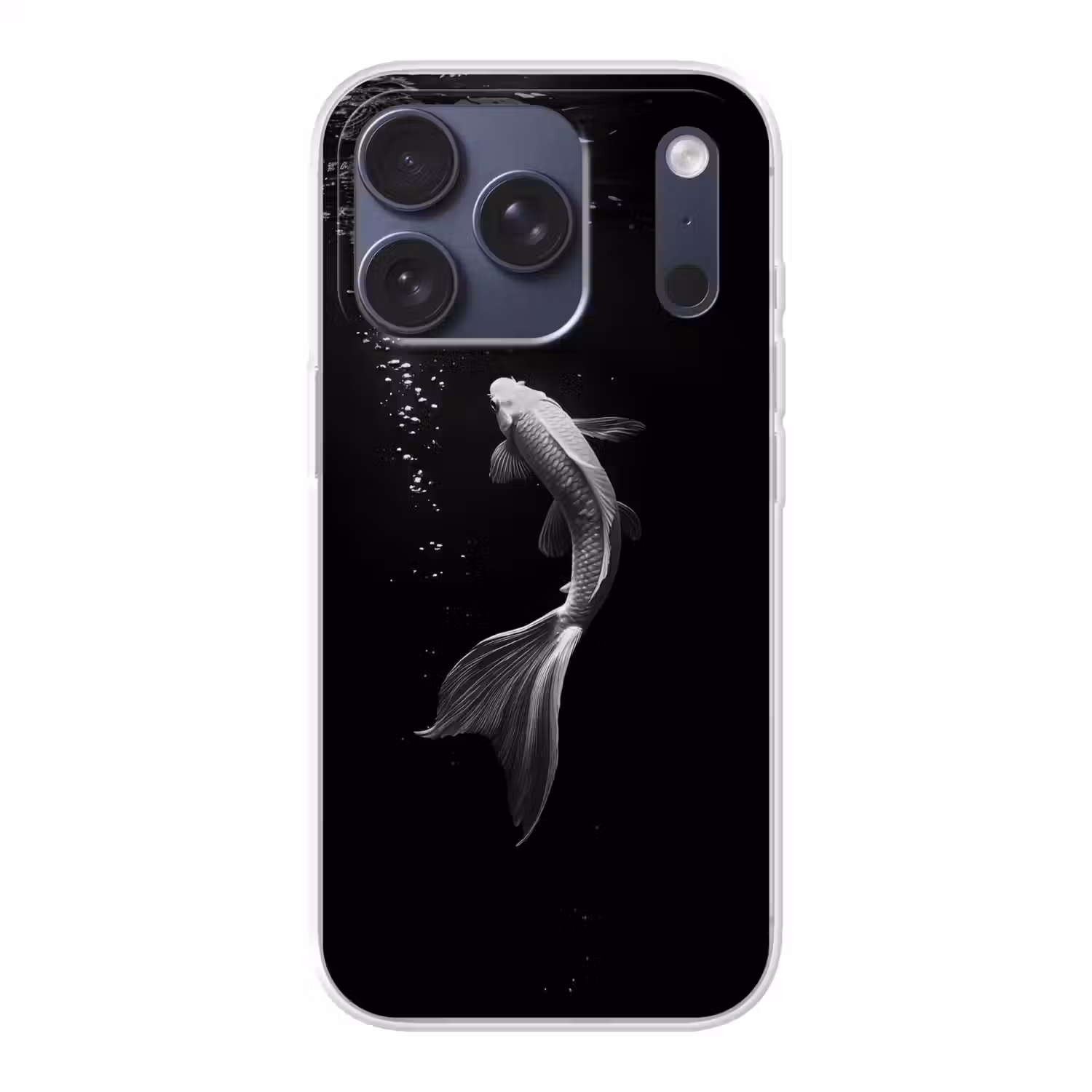Koi - Vis - Wit - Zwart Telefoonhoesje iPhone 17 Pro klein -3d