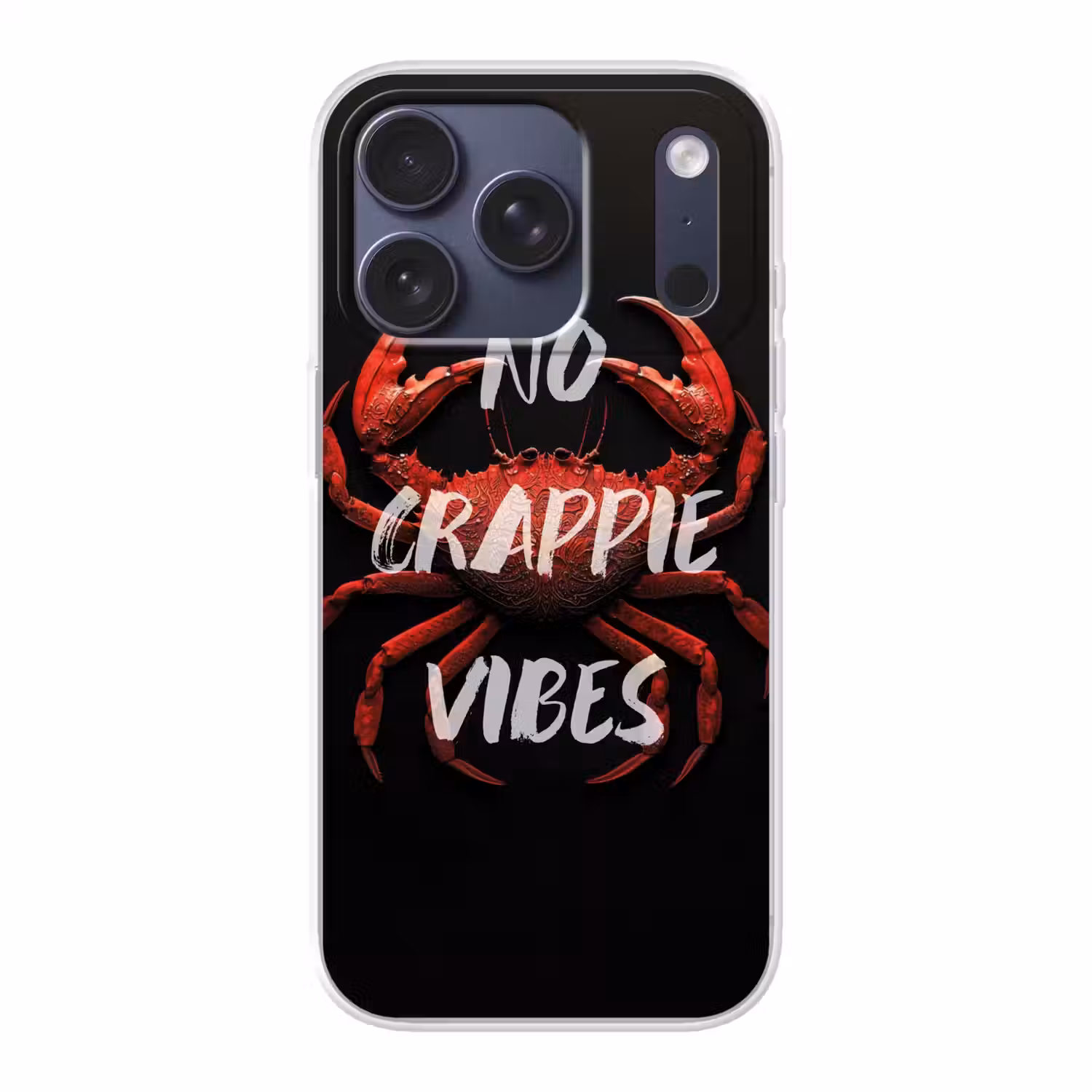 Krab - Rood - Tekst - Zwart Telefoonhoesje iPhone 17 Pro klein -3d