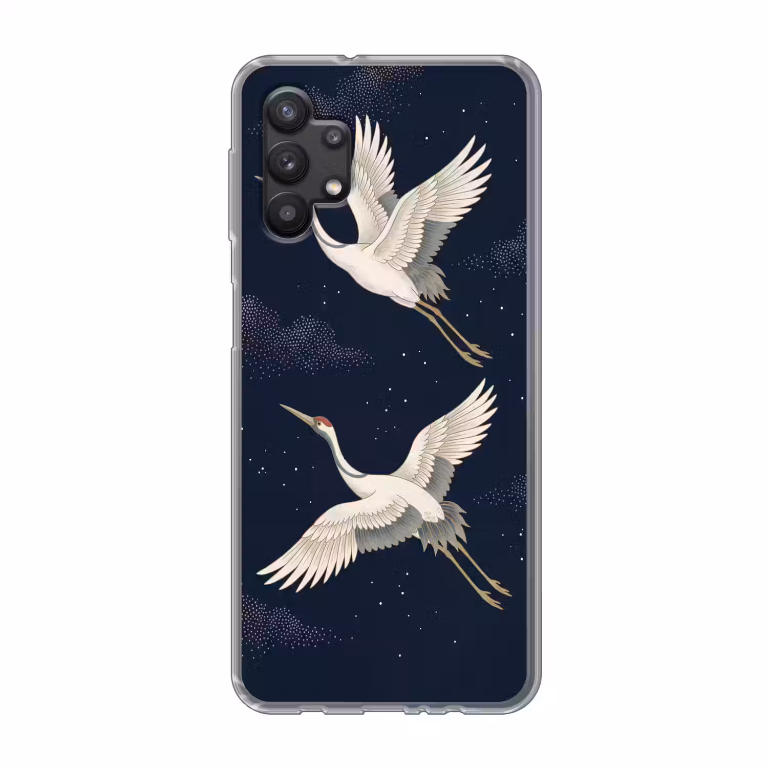 Kraanvogels - Nachthemel - Blauw Telefoonhoesje Samsung Galaxy A32 5G klein -3d