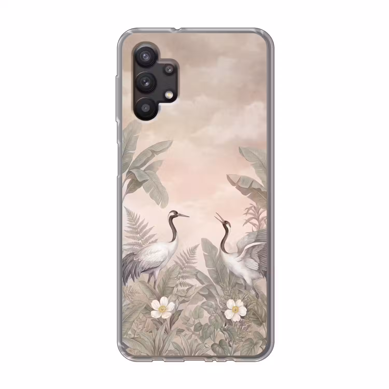 Kraanvogels - Natuur - Roze Telefoonhoesje Samsung Galaxy A32 5G klein -3d