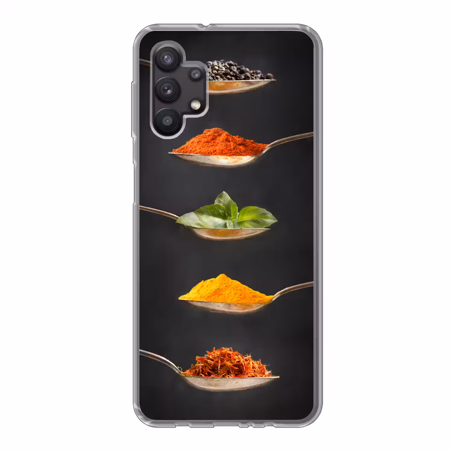 Kruiden - Lepel - Specerijen - Zwart - Italiaans Telefoonhoesje Samsung Galaxy A32 5G klein -3d