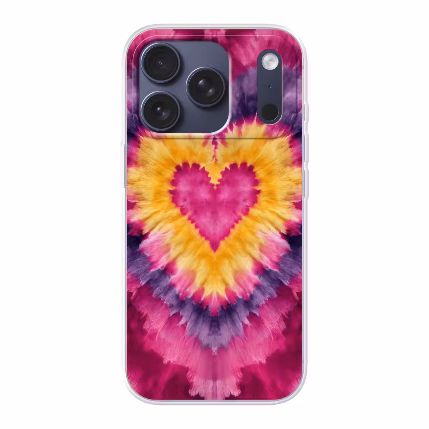 Tie dye - Hartvorm - Vlammen - Oranje Telefoonhoesje iPhone 17 Pro klein -3d