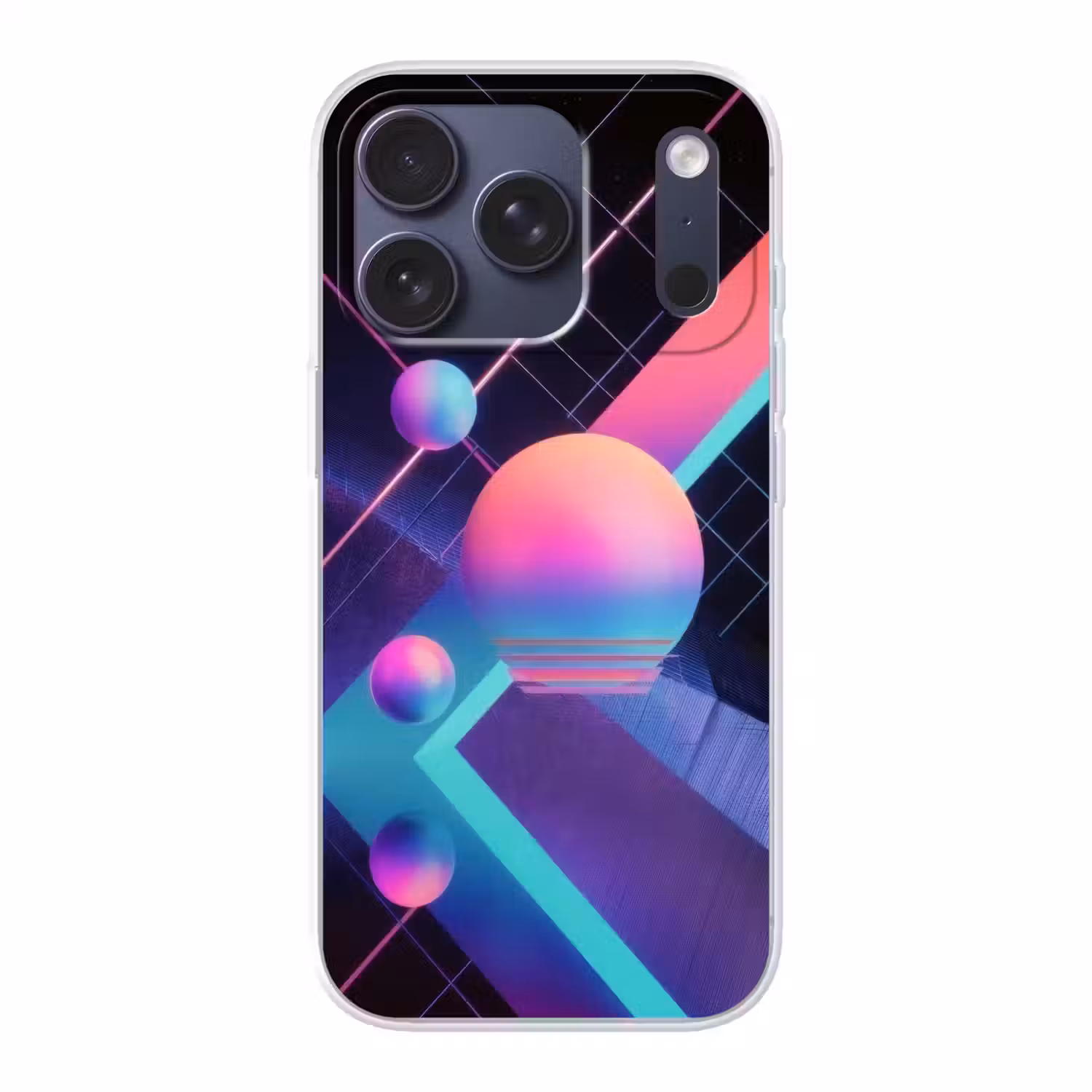 Cirkels - Vlakken - Abstract - Blauw Telefoonhoesje iPhone 17 Pro klein -3d
