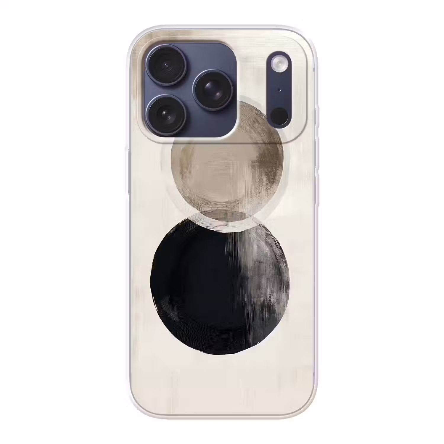 Cirkels - Vorm - Beige - Abstract Telefoonhoesje iPhone 17 Pro klein -3d