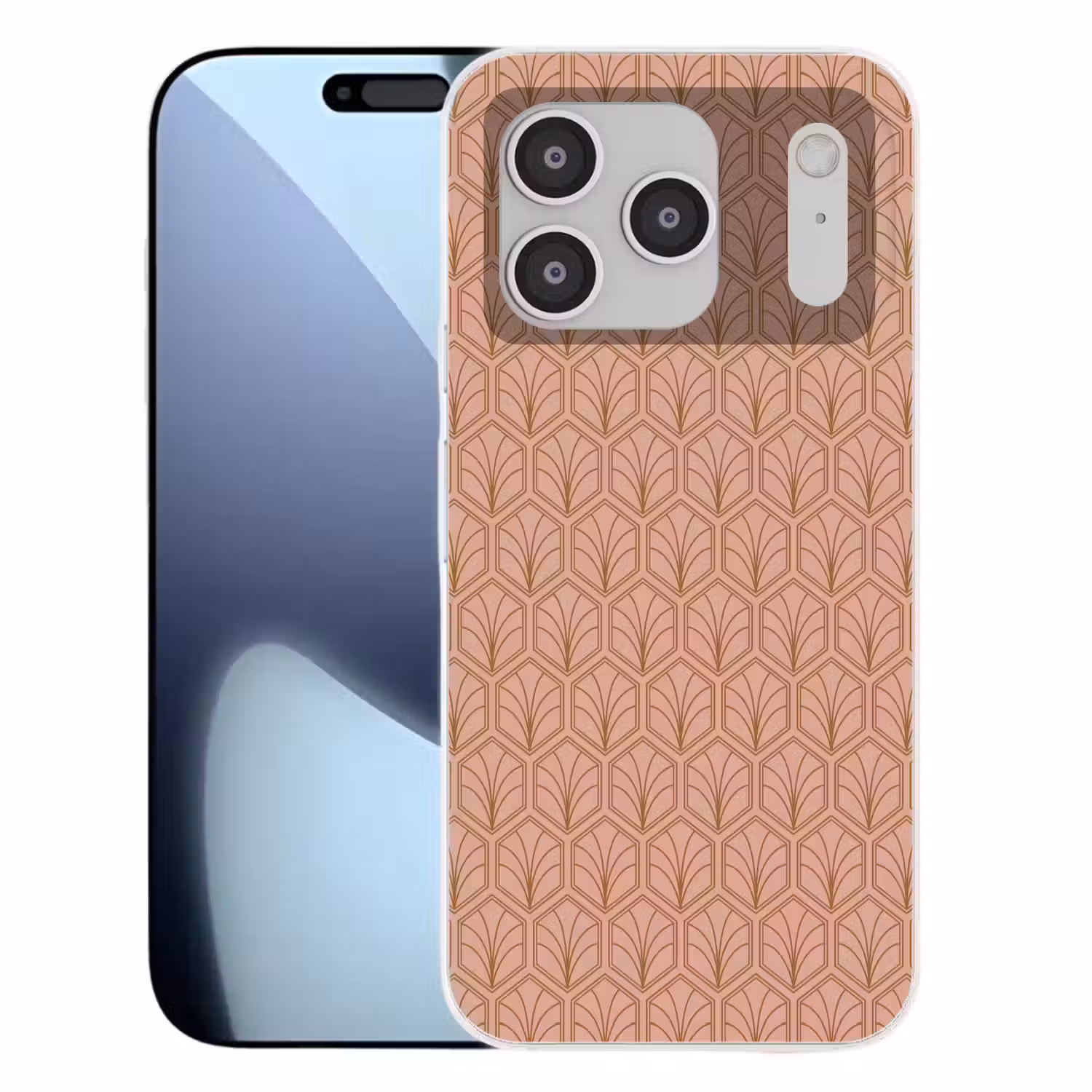 Zalmroze - Patroon - Geometrisch Telefoonhoesje iPhone 17 Pro klein 878 -3d